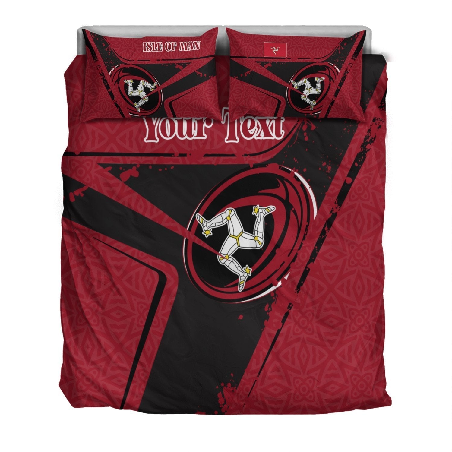 (Custom Text) Isle Of Man Rugby Personalised Bedding Set - Isle Of Man Rugby - Vibe Hoodie Shop
