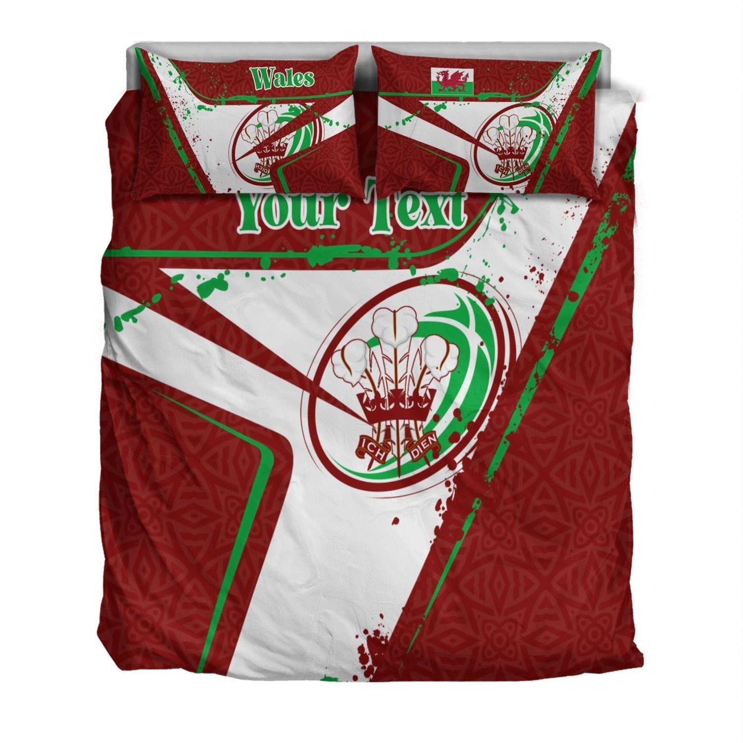 (Custom Text) Wales Rugby Personalised Bedding Set - Welsh Rugby - Vibe Hoodie Shop