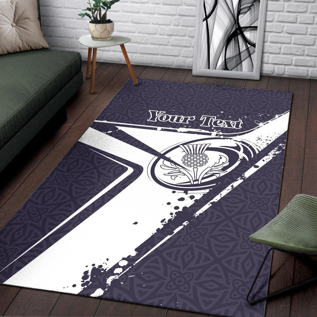 (Custom Text) Scotland Rugby Personalised Area Rug - Scottish Rugby - Vibe Hoodie Shop