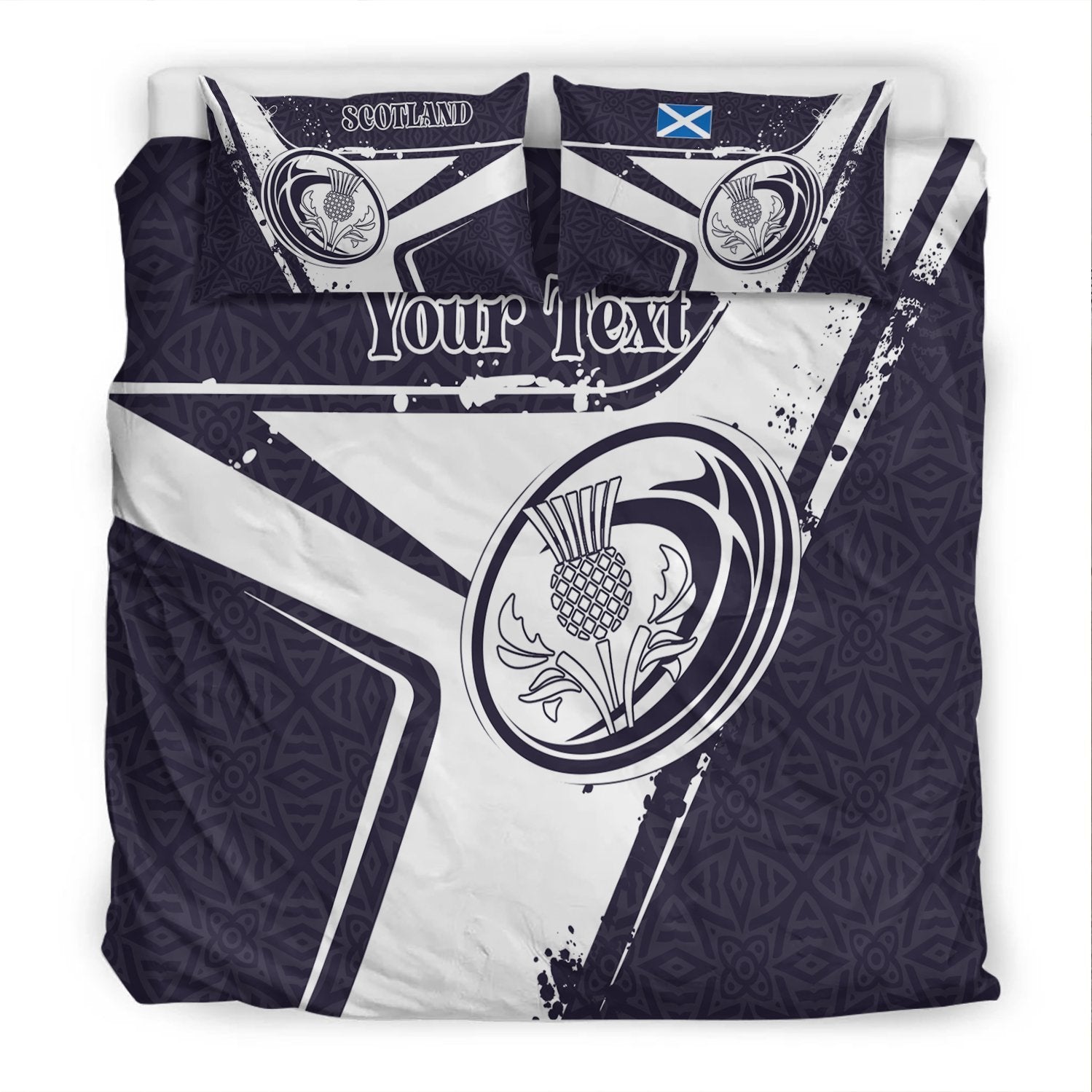 (Custom Text) Scotland Rugby Personalised Bedding Set - Scottish Rugby - Vibe Hoodie Shop