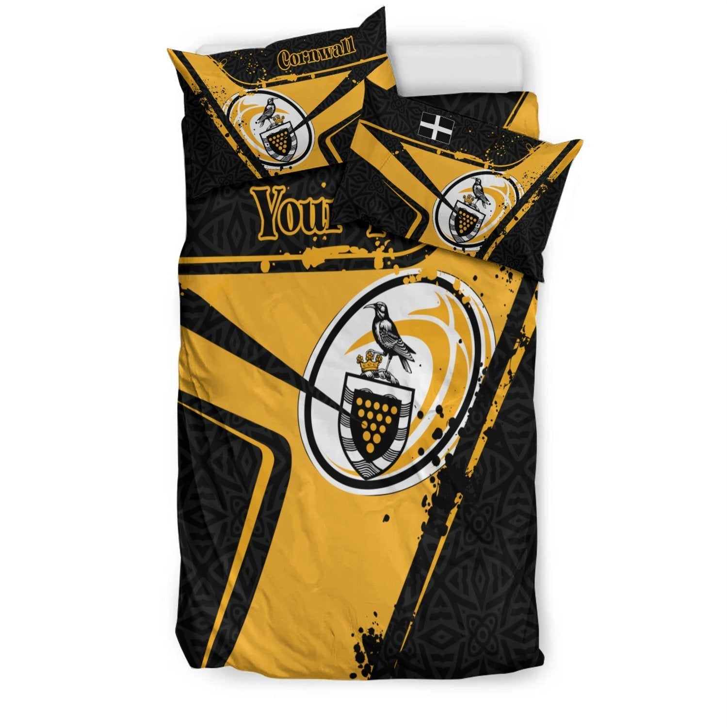 (Custom Text) Cornwall Rugby Personalised Bedding Set - Cornish Rugby - Vibe Hoodie Shop