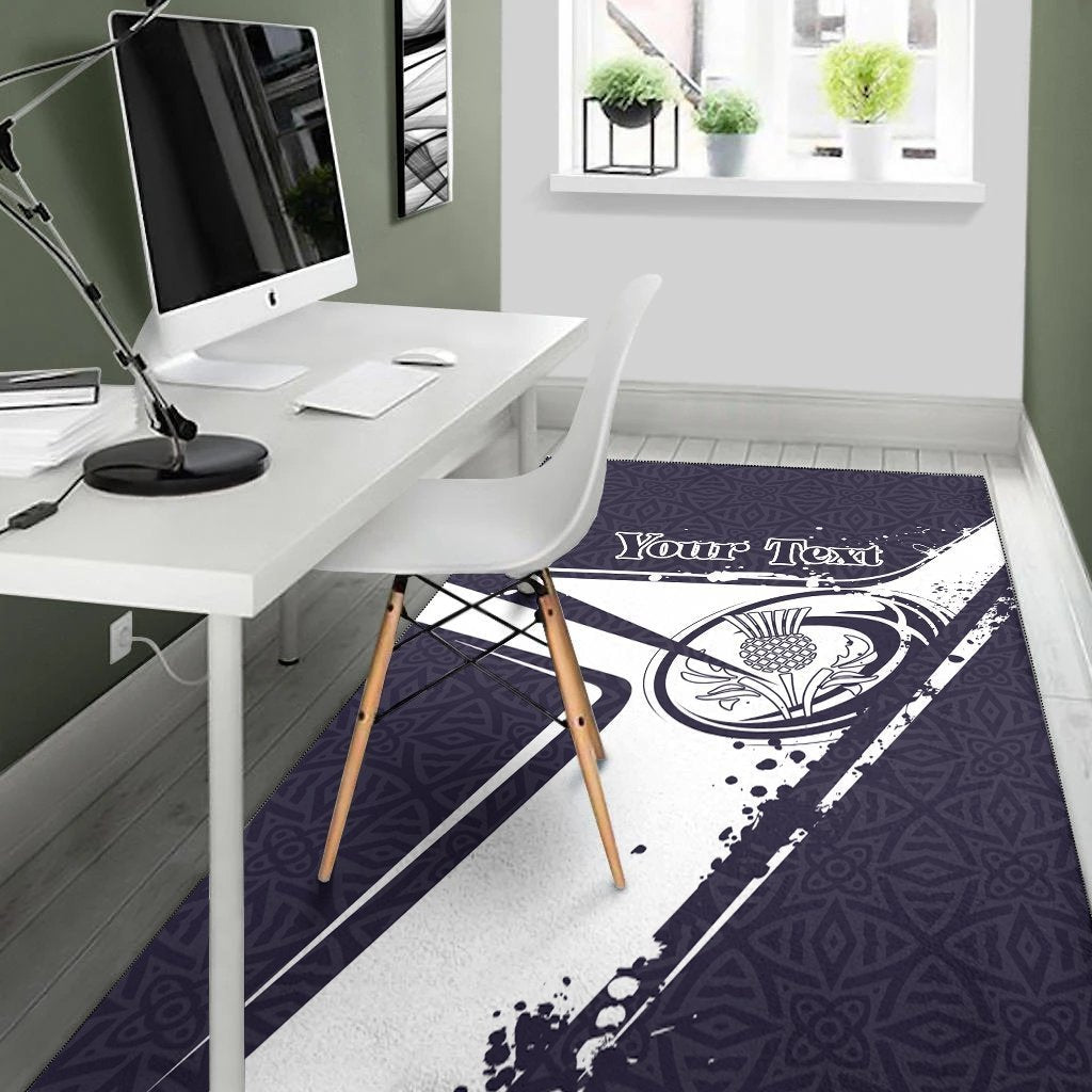 (Custom Text) Scotland Rugby Personalised Area Rug - Scottish Rugby - Vibe Hoodie Shop
