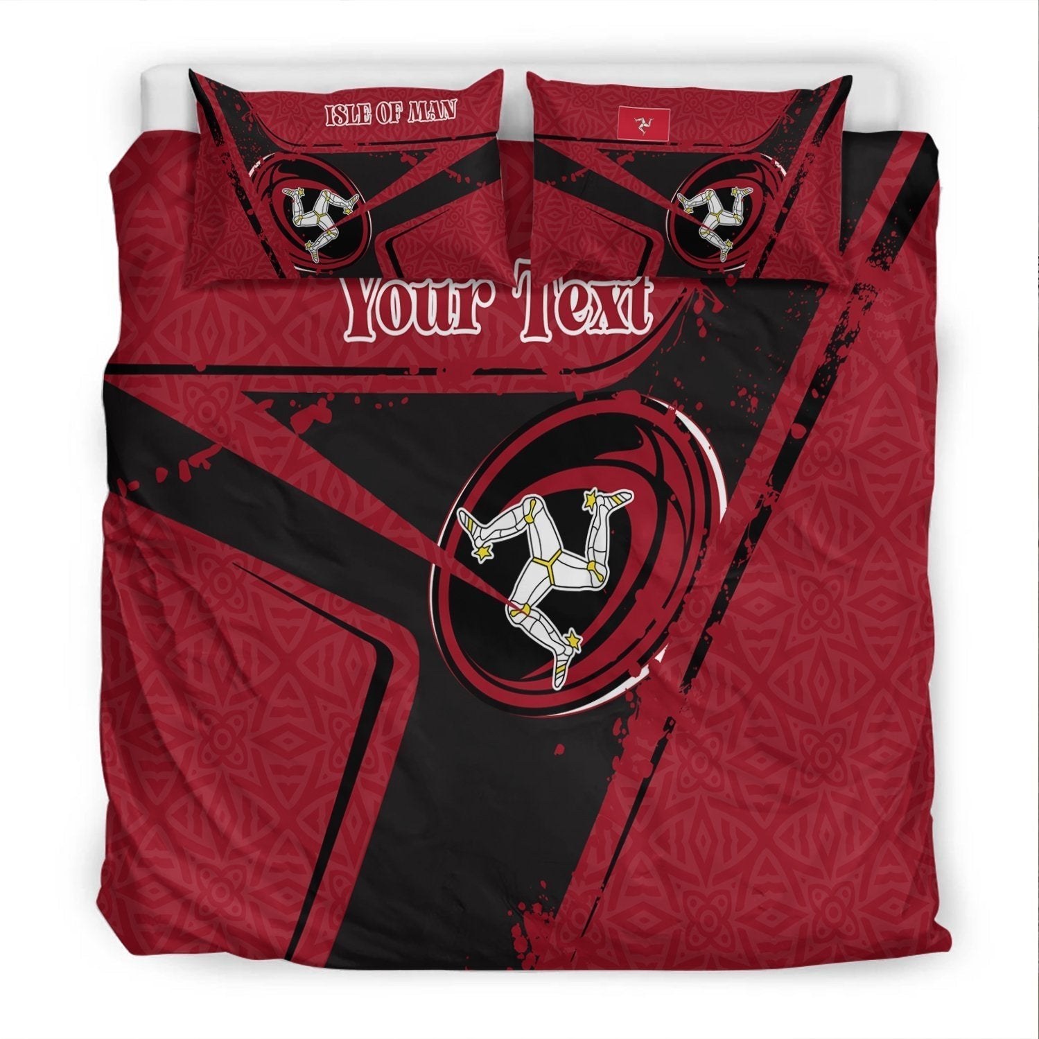 (Custom Text) Isle Of Man Rugby Personalised Bedding Set - Isle Of Man Rugby - Vibe Hoodie Shop