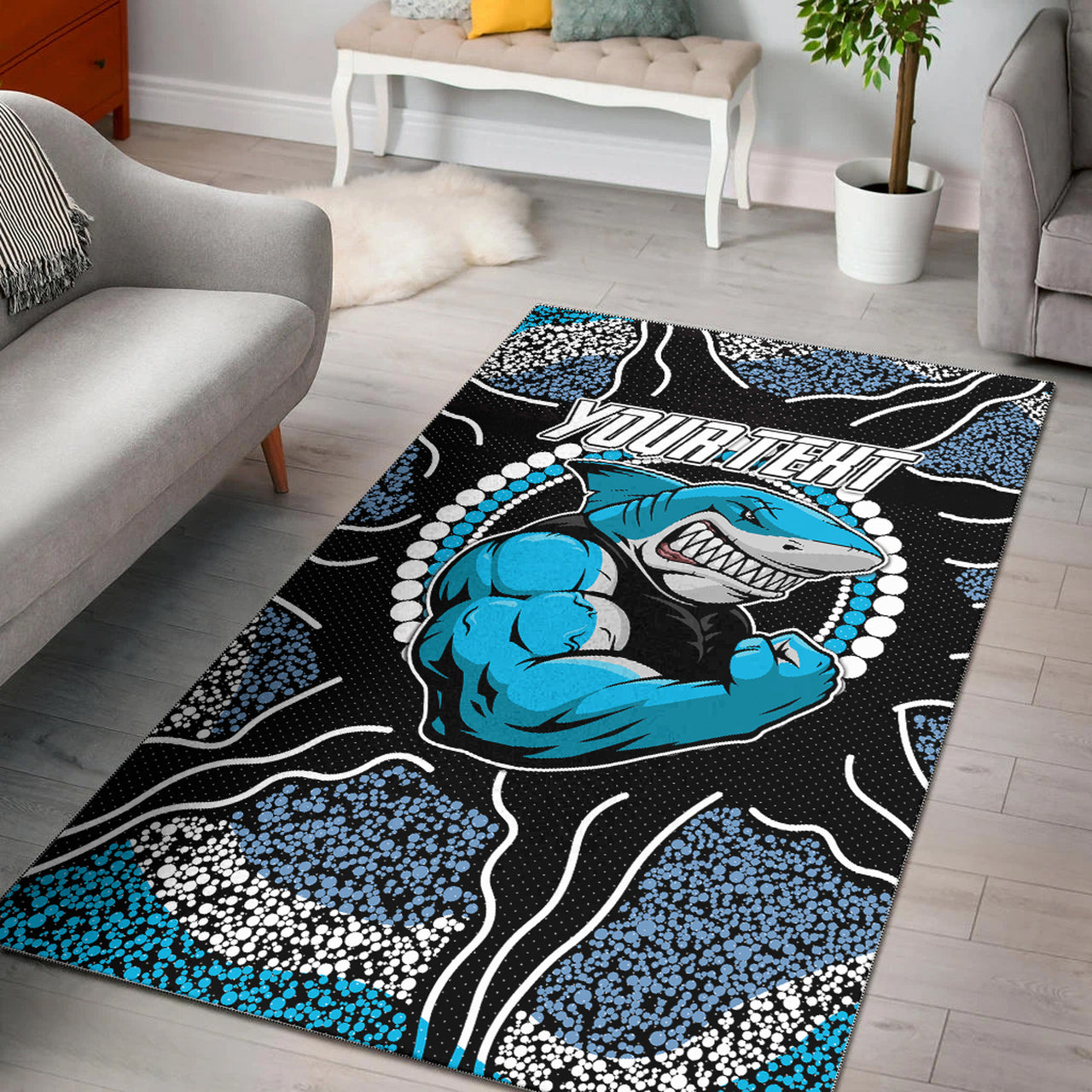 Sharks Rugby Area Rug - Custom Indigenous Super Sharks Area Rug RLT13 - Vibe Hoodie Shop