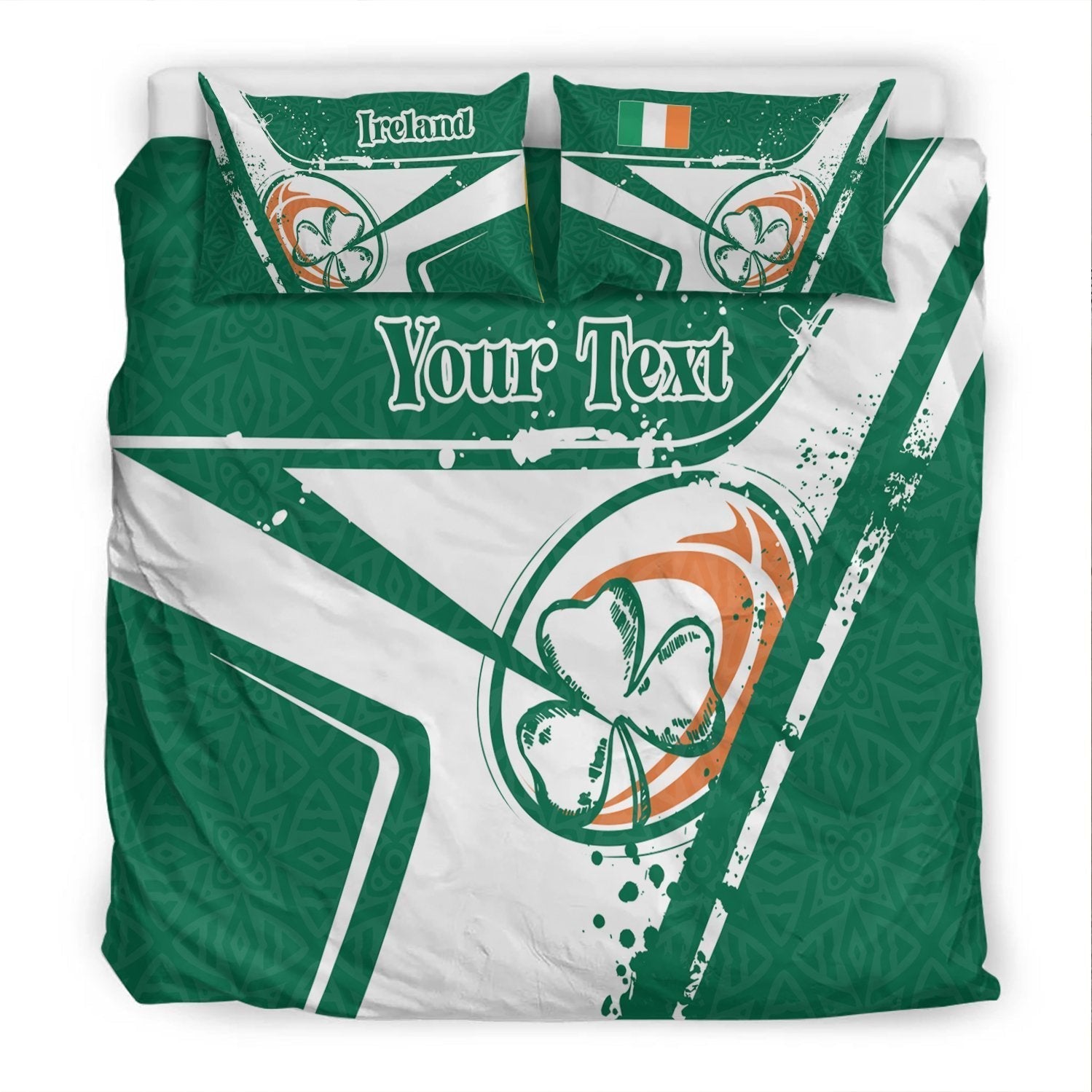 (Custom Text) Ireland Rugby Personalised Bedding Set - Irish Rugby - Vibe Hoodie Shop