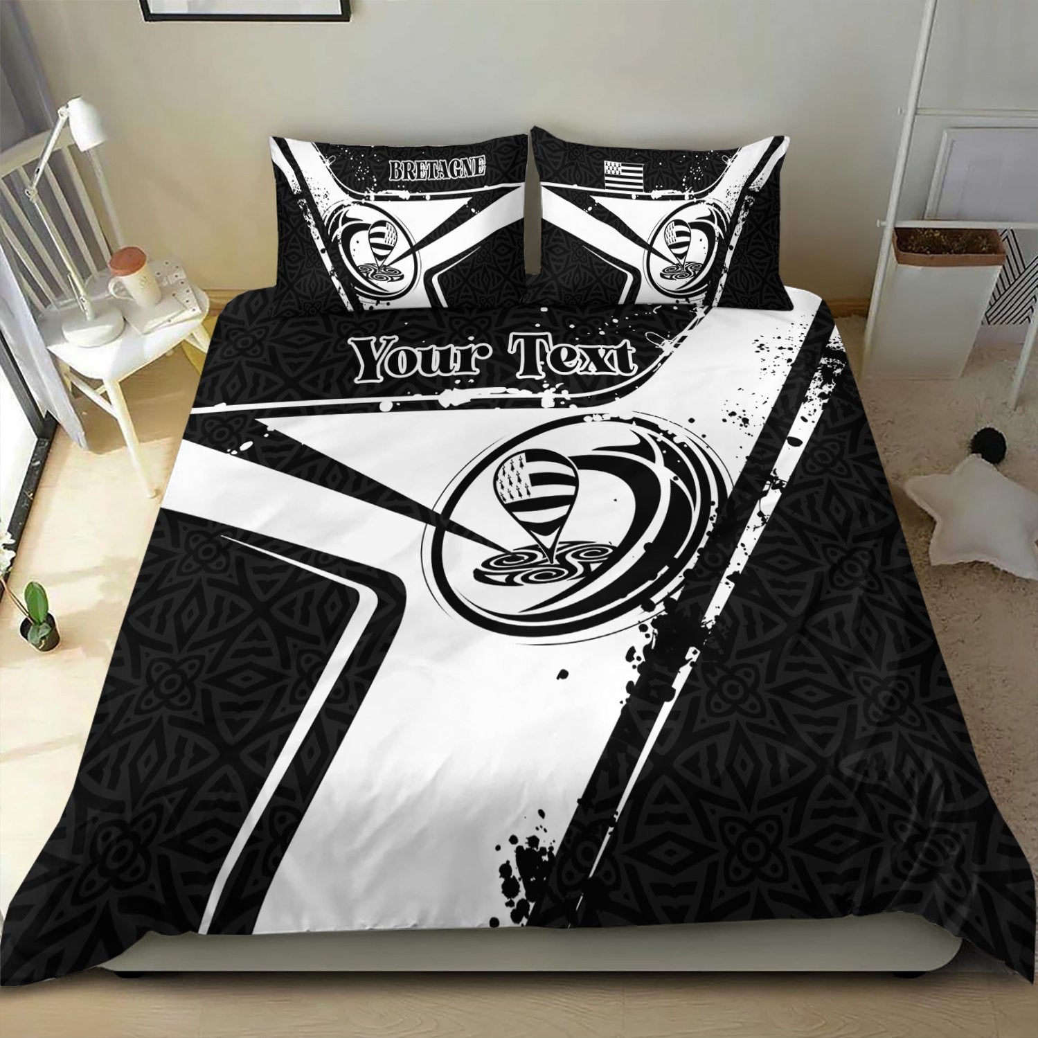 (Custom Text) Brittany Rugby Personalised Bedding Set - Breizh Rugby - Vibe Hoodie Shop