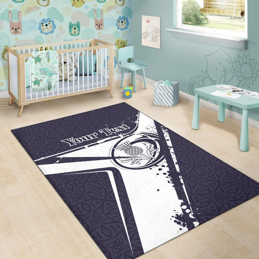 (Custom Text) Scotland Rugby Personalised Area Rug - Scottish Rugby - Vibe Hoodie Shop
