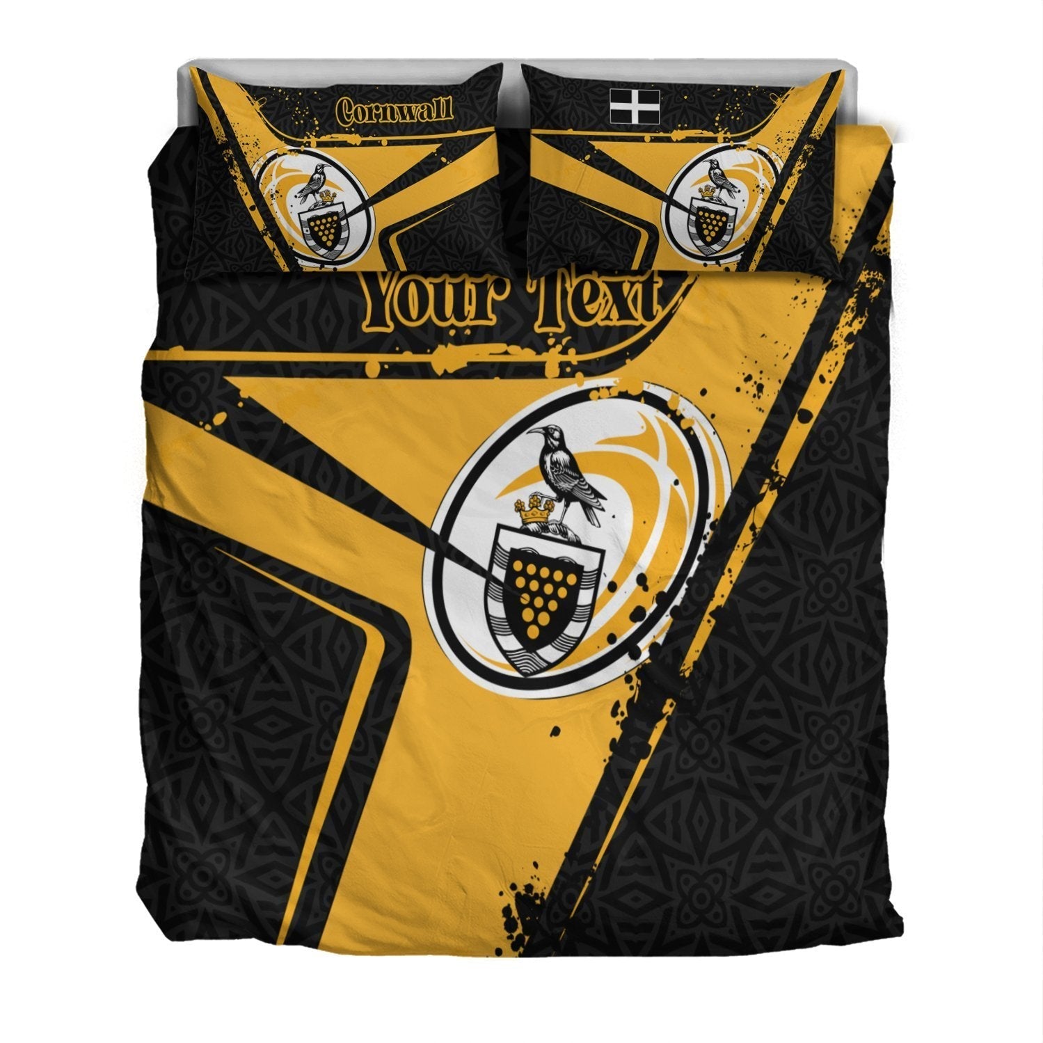 (Custom Text) Cornwall Rugby Personalised Bedding Set - Cornish Rugby - Vibe Hoodie Shop