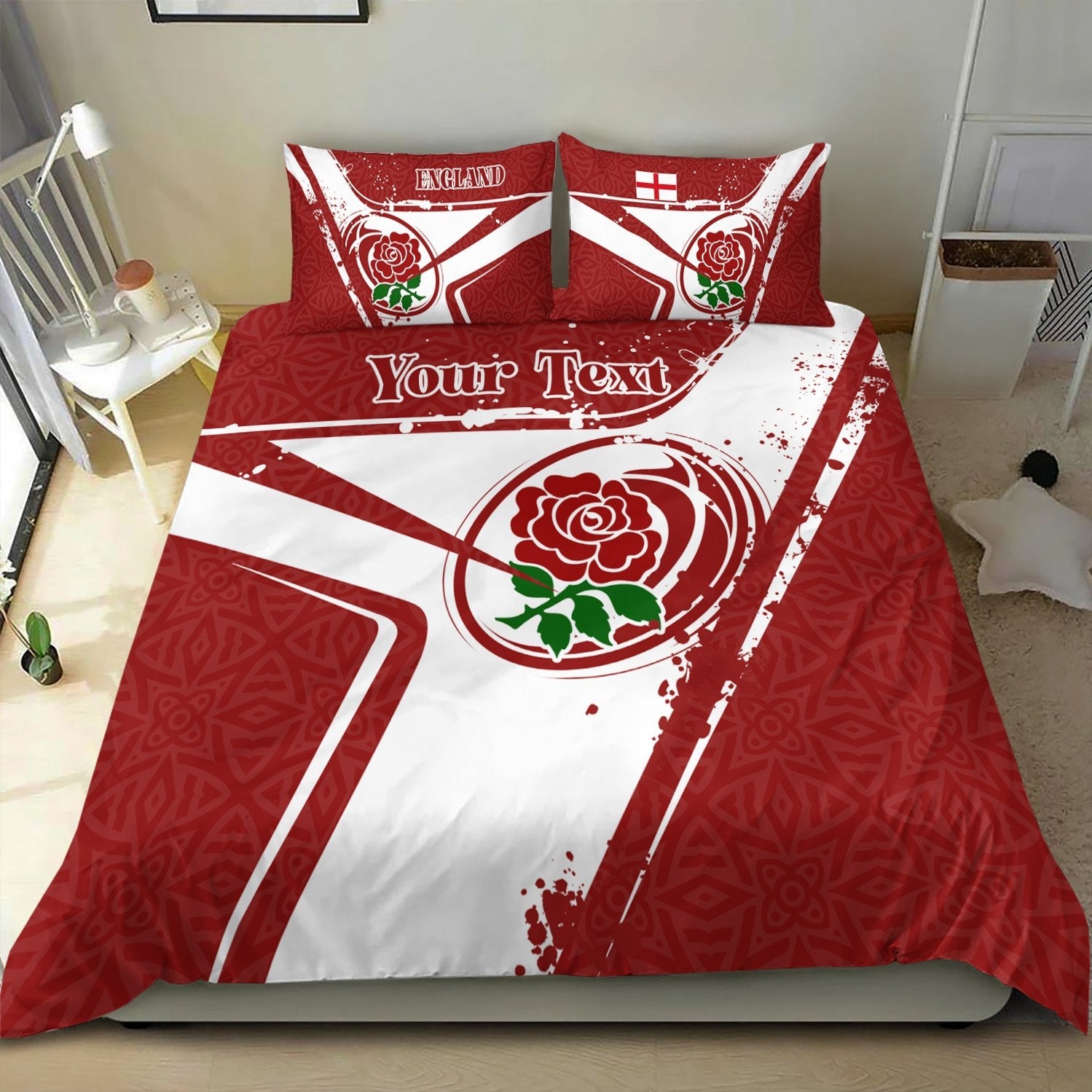 (Custom Text) England Rugby Personalised Bedding Set - England Rugby - Vibe Hoodie Shop