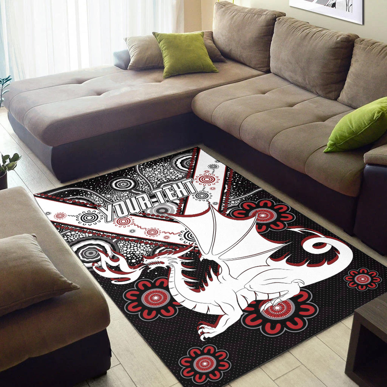 St. George Rugby Area Rug - Custom Aboriginal Dragons Area Rug RLT13 - Vibe Hoodie Shop