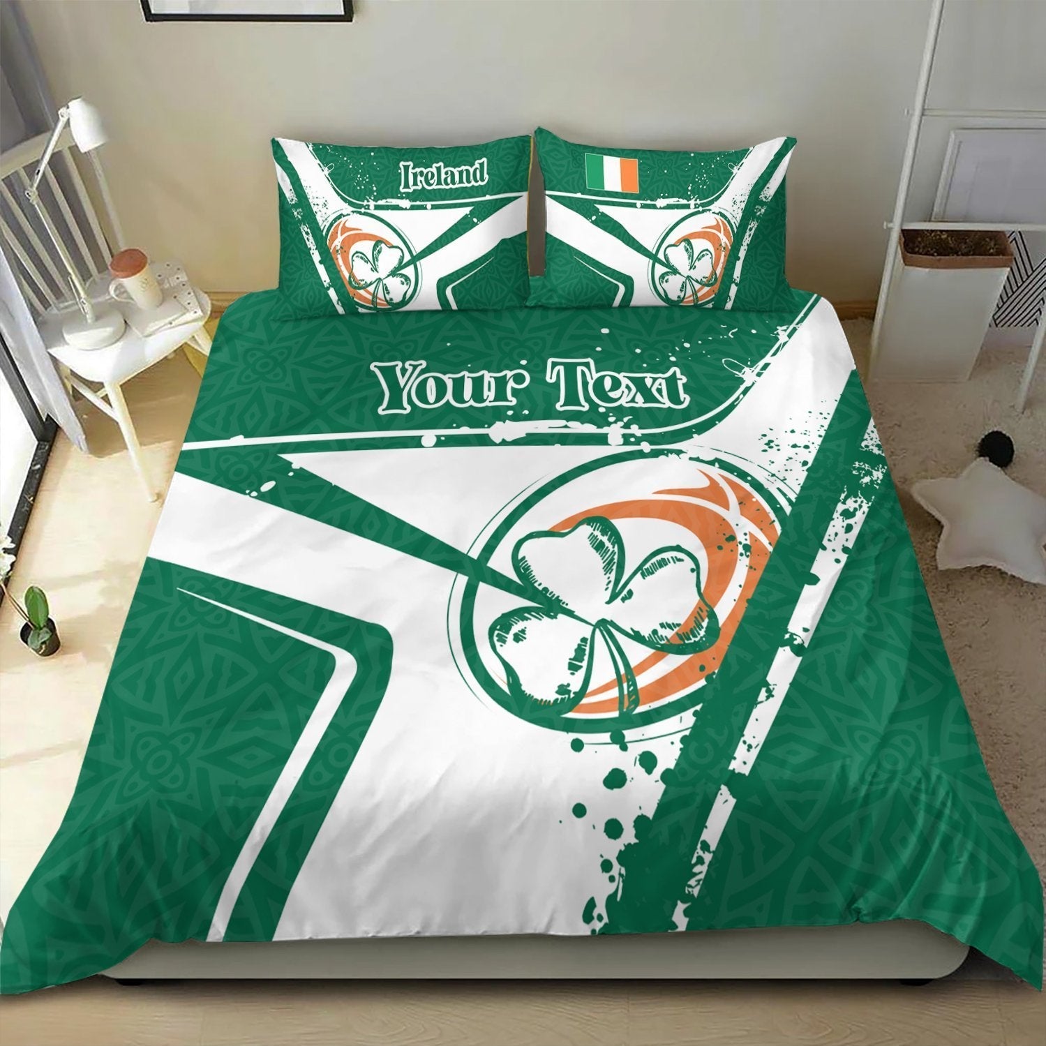 (Custom Text) Ireland Rugby Personalised Bedding Set - Irish Rugby - Vibe Hoodie Shop