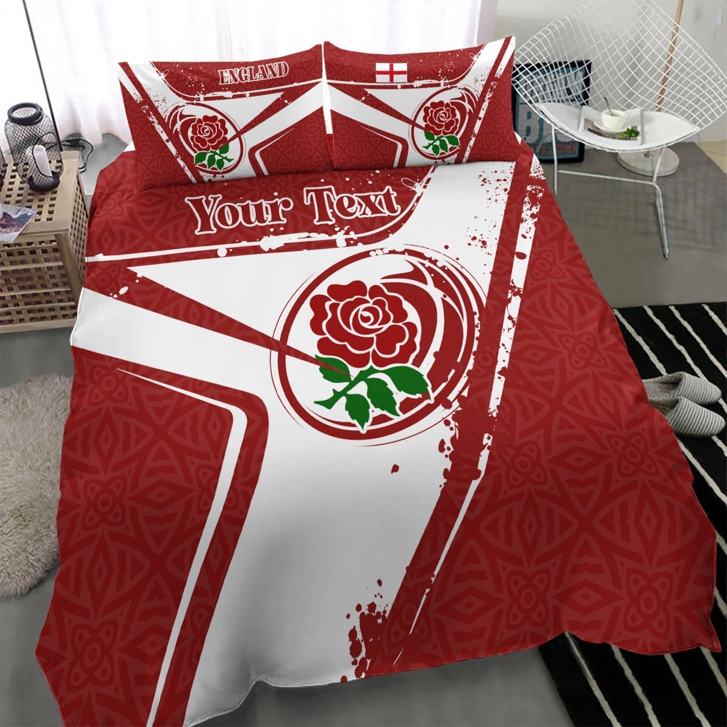 (Custom Text) England Rugby Personalised Bedding Set - England Rugby - Vibe Hoodie Shop