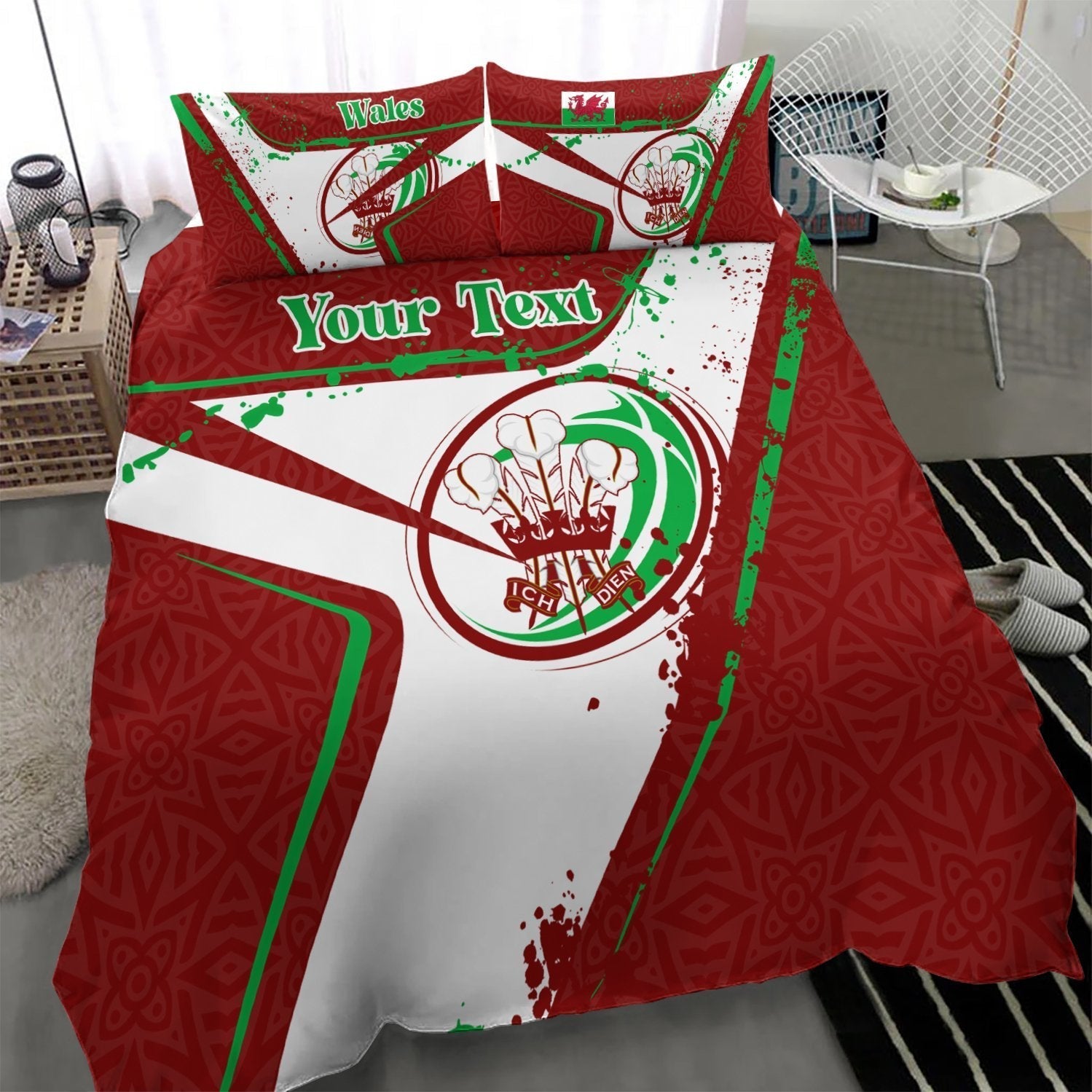 (Custom Text) Wales Rugby Personalised Bedding Set - Welsh Rugby - Vibe Hoodie Shop