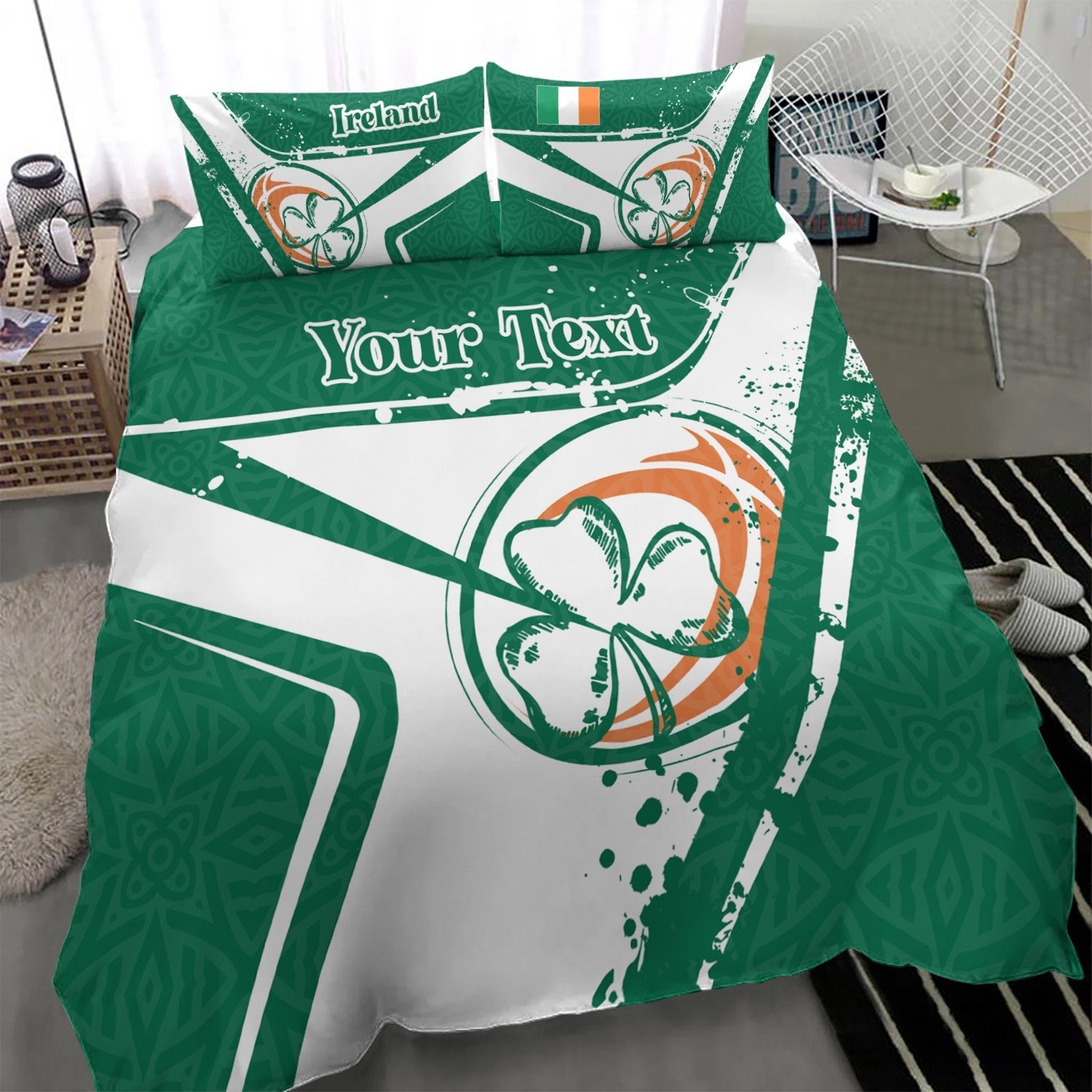 (Custom Text) Ireland Rugby Personalised Bedding Set - Irish Rugby - Vibe Hoodie Shop