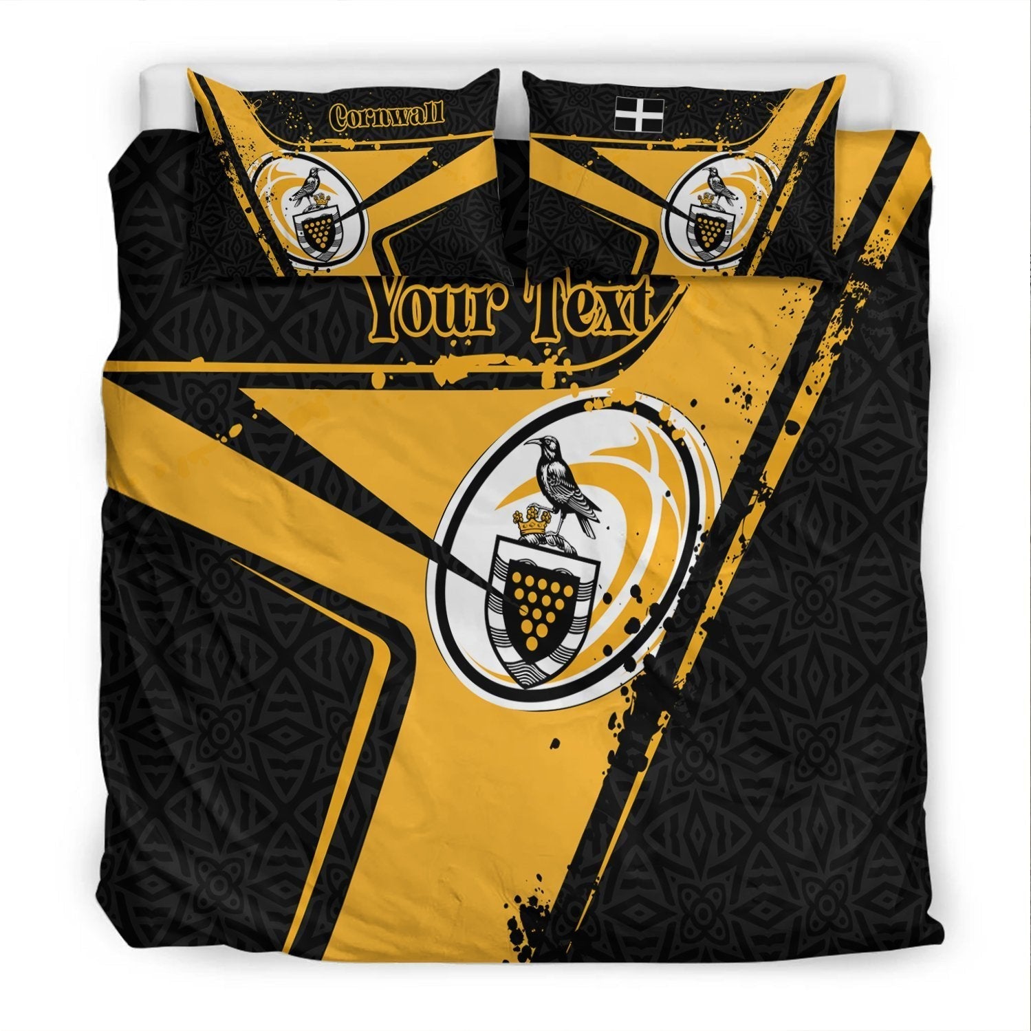 (Custom Text) Cornwall Rugby Personalised Bedding Set - Cornish Rugby - Vibe Hoodie Shop