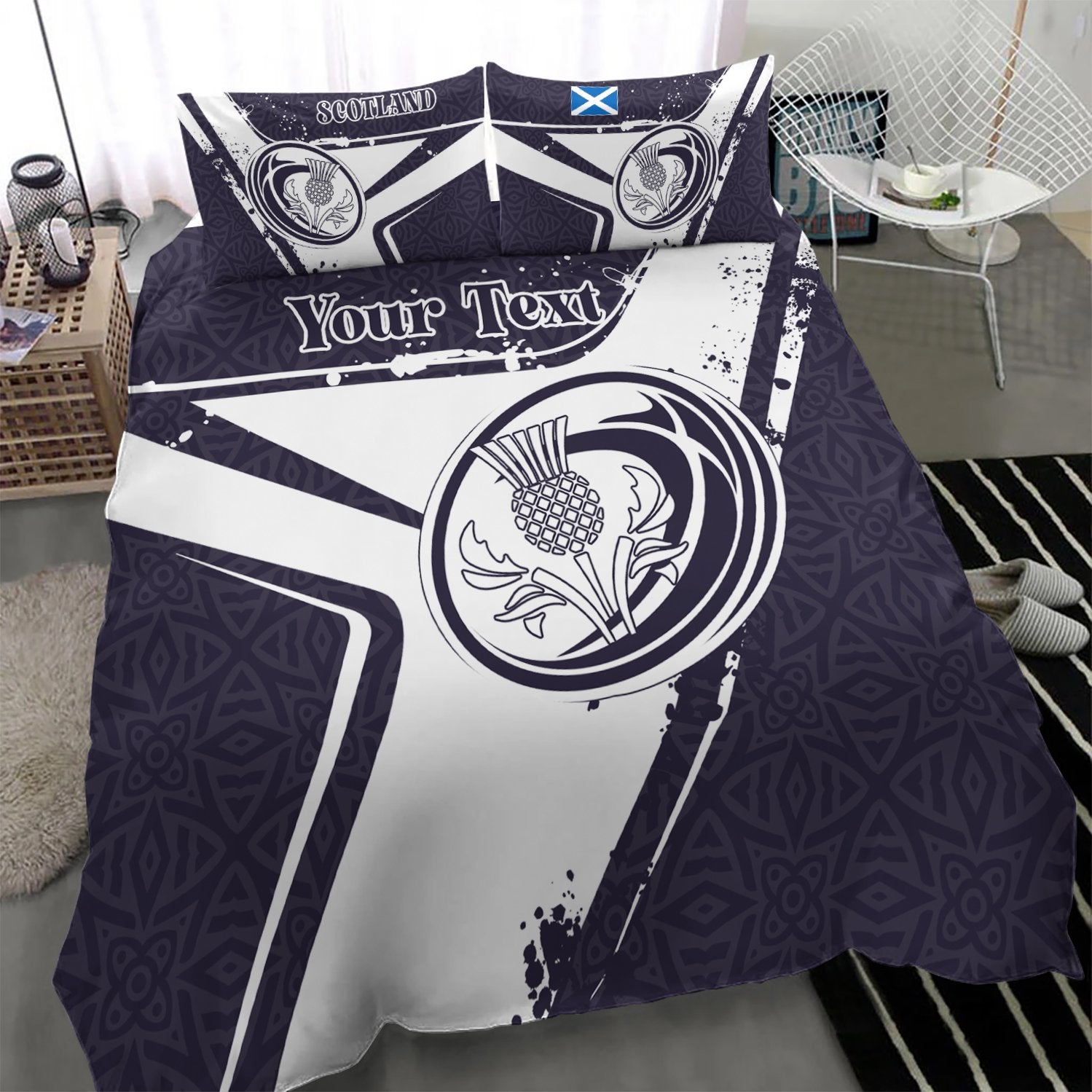 (Custom Text) Scotland Rugby Personalised Bedding Set - Scottish Rugby - Vibe Hoodie Shop