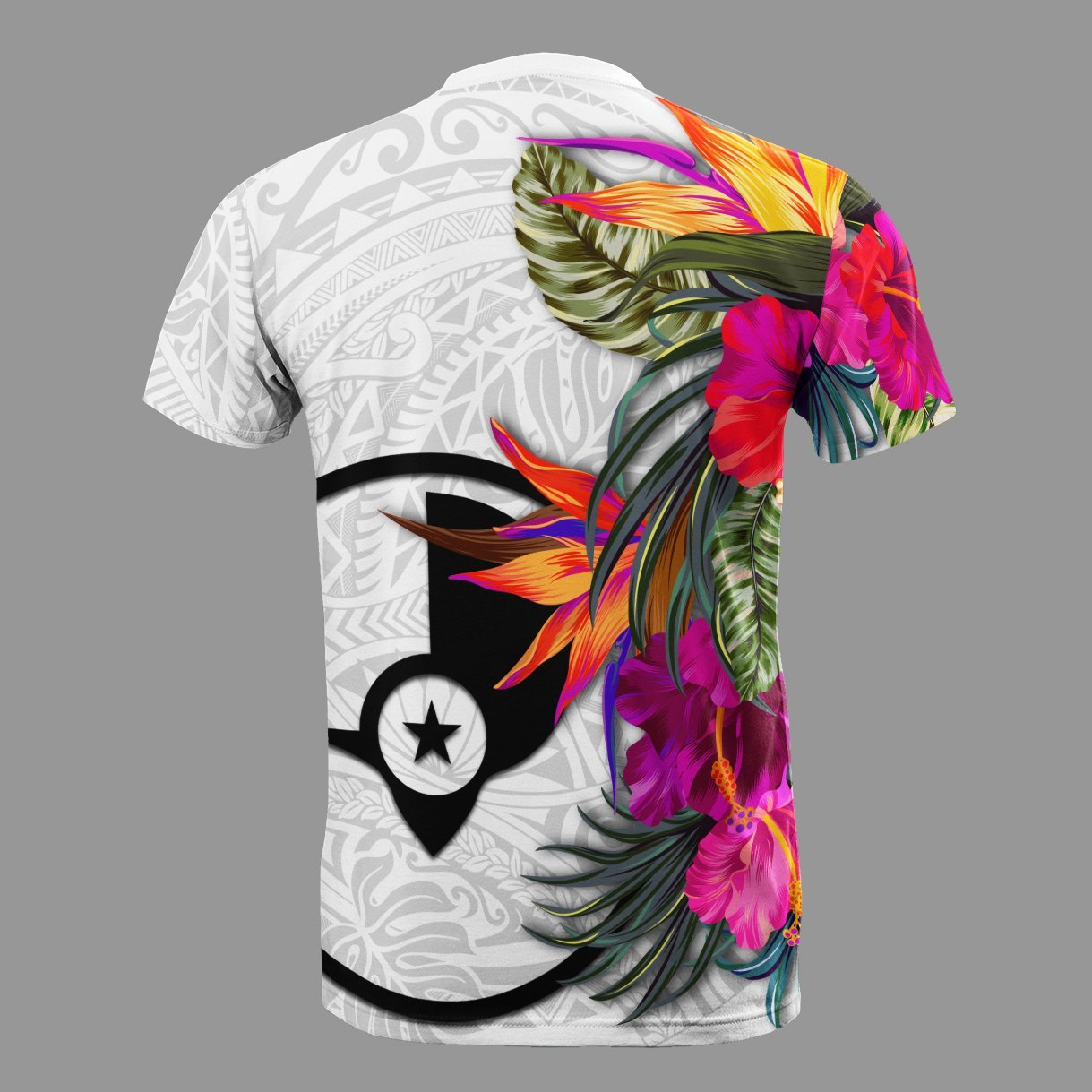 Vibe Hoodie Yap Micronesian T shirt - Hibiscus White Pattern - Vibe Hoodie Shop