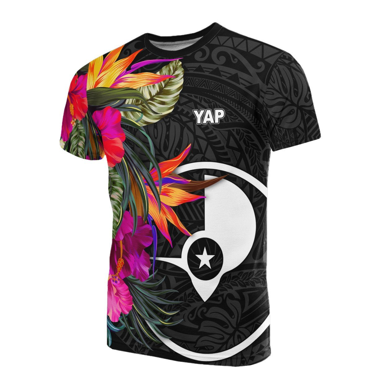 Vibe Hoodie Yap Micronesian T shirt - Hibiscus Pattern - Vibe Hoodie Shop