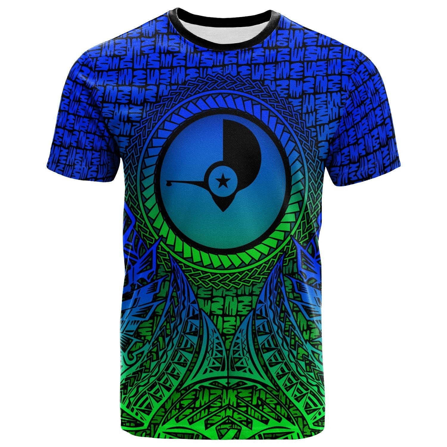 Vibe Hoodie Yap Micronesian T shirt - Circle Pattern Blue - Vibe Hoodie Shop