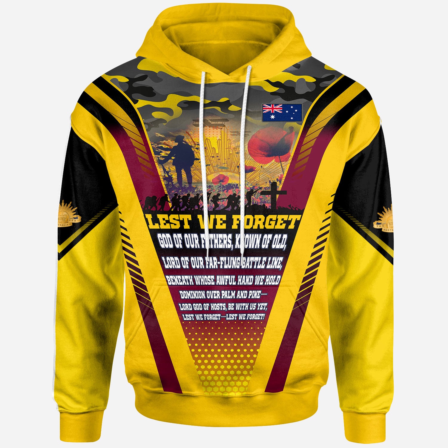 Australia Anzac Camo Hoodie - Custom Anzac Poem Lest We Forget Hoodie - Vibe Hoodie Shop