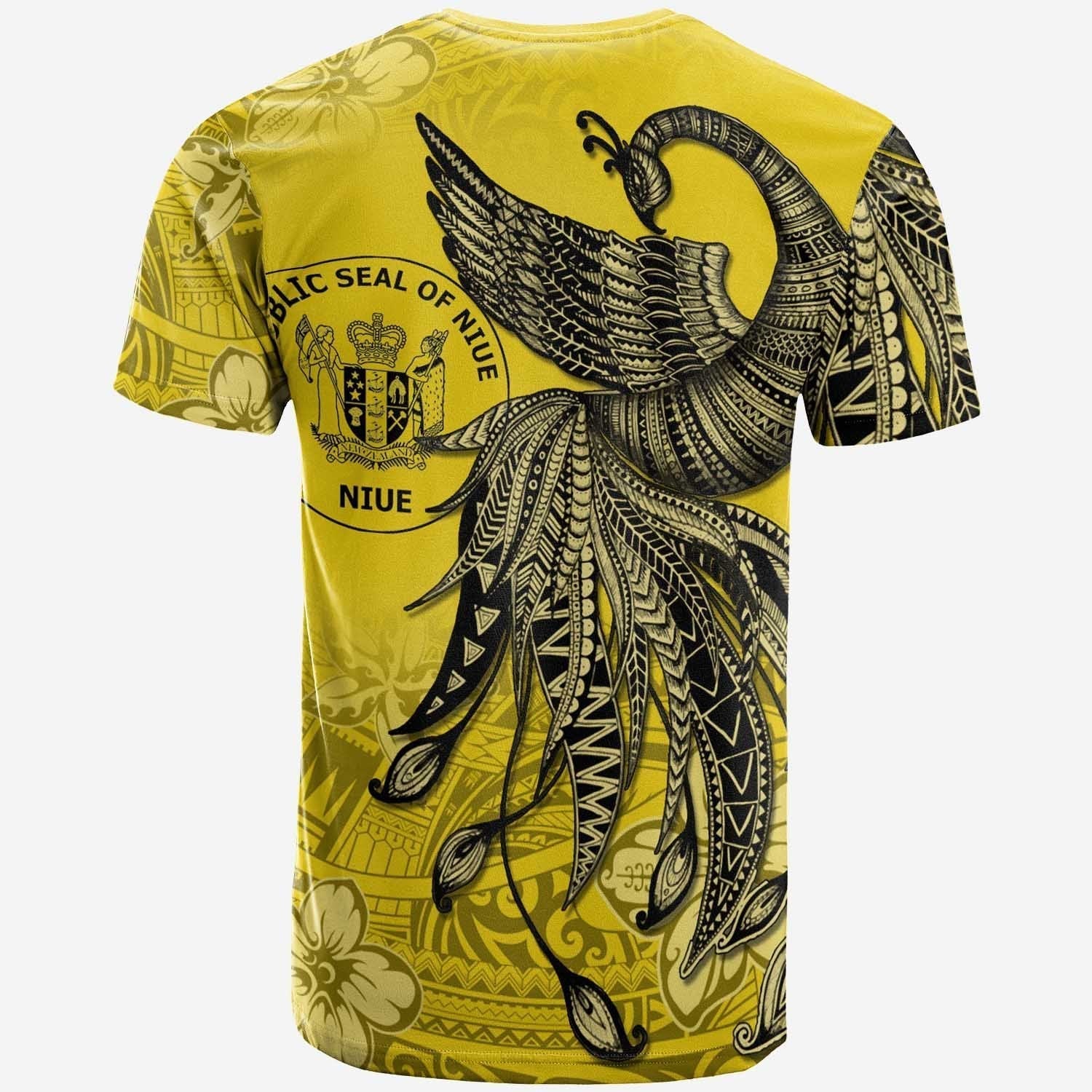 Niue Custom Personalised T shirt - Polynesian Phoenix Bird, Fairytales Bird Yellow - Vibe Hoodie Shop