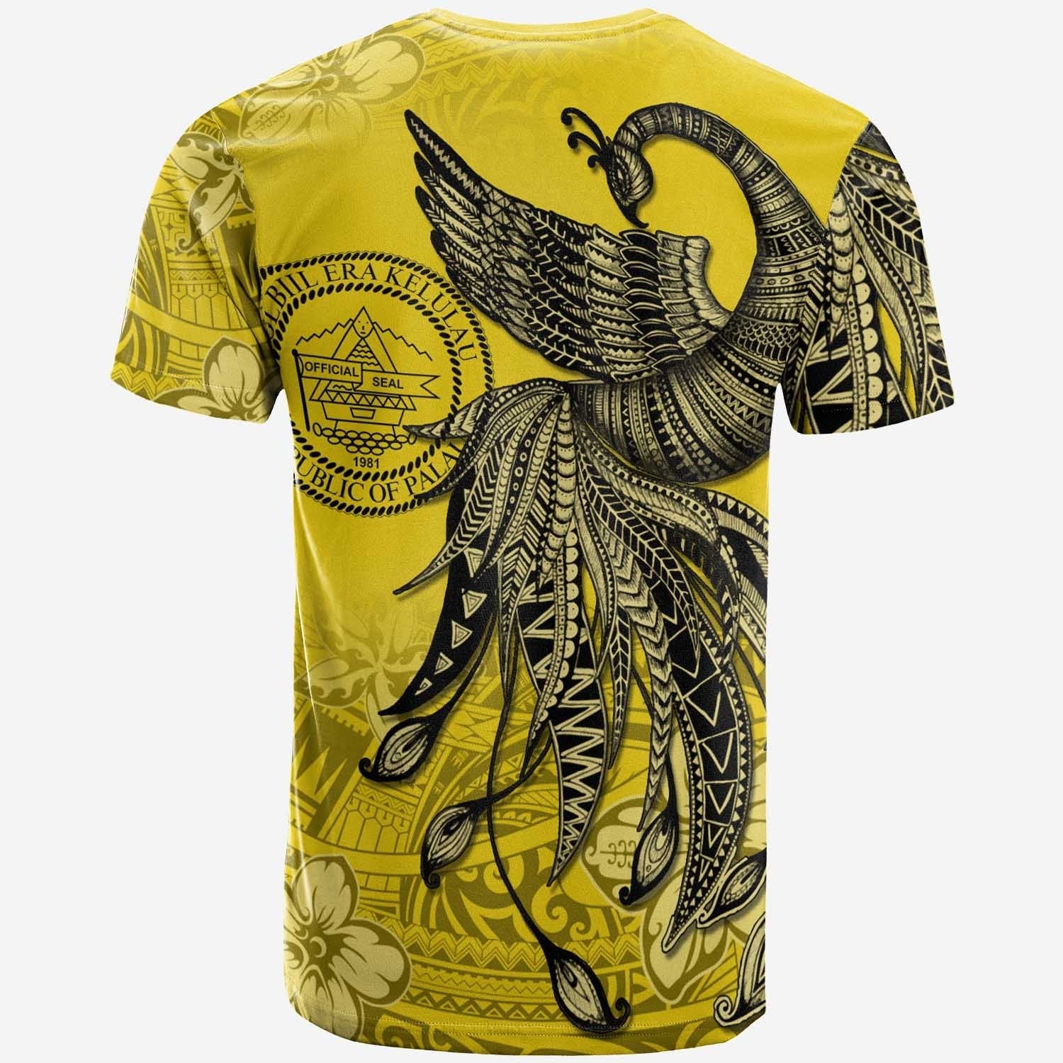 Palau Custom Personalised T shirt - Polynesian Phoenix Bird, Fairytales Bird Yellow - Vibe Hoodie Shop