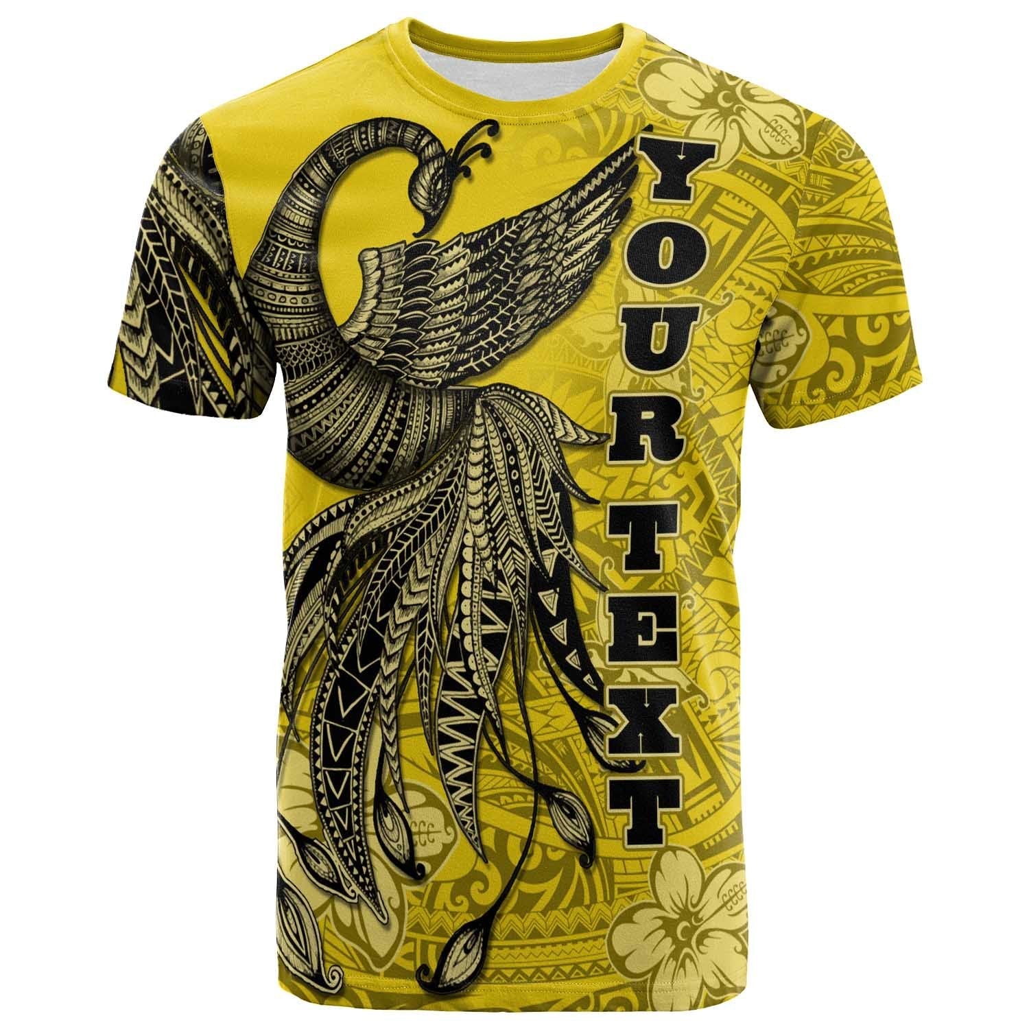 Tokelau Custom Personalised T shirt - Polynesian Phoenix Bird, Fairytales Bird Yellow - Vibe Hoodie Shop