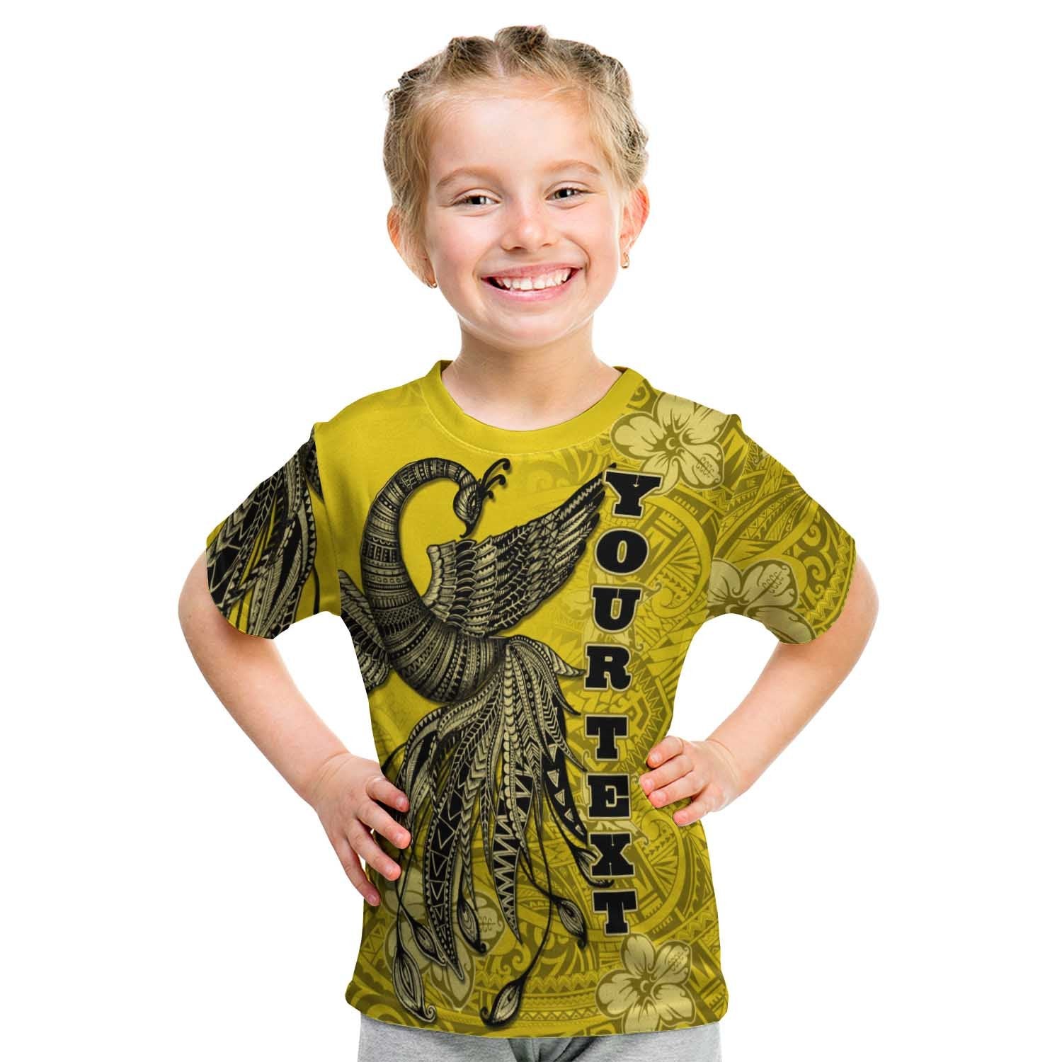 Tokelau Custom Personalised T shirt - Polynesian Phoenix Bird, Fairytales Bird Yellow - Vibe Hoodie Shop