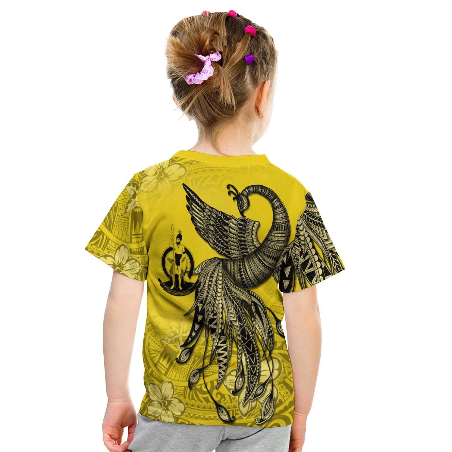 Vanuatu Custom Personalised T shirt - Polynesian Phoenix Bird, Fairytales Bird Yellow - Vibe Hoodie Shop
