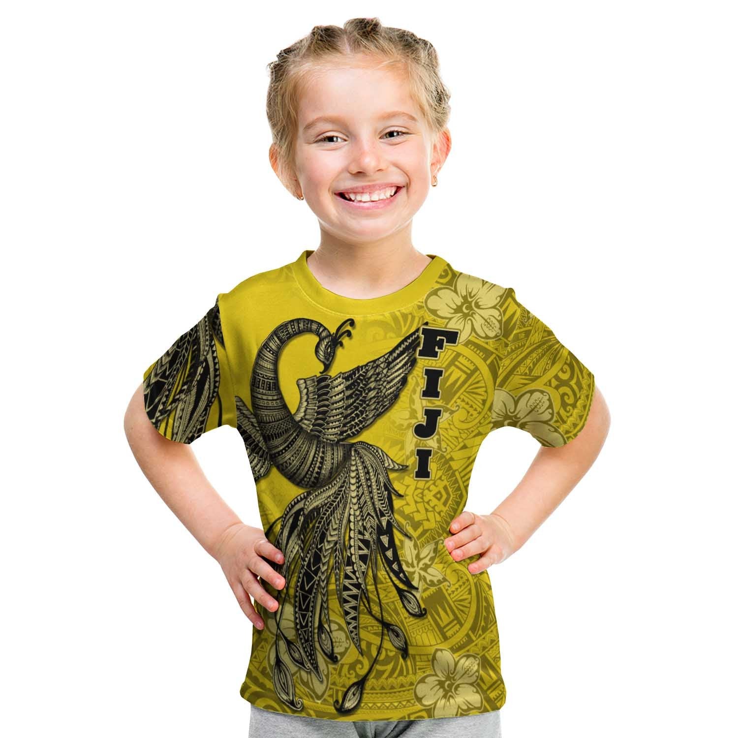 Fiji T shirt - Polynesian Phoenix Bird, Fairytales Bird Yellow - Vibe Hoodie Shop