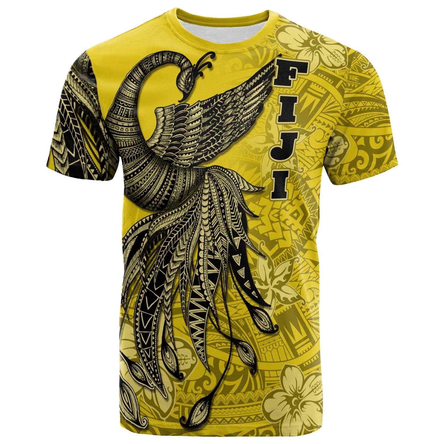 Fiji T shirt - Polynesian Phoenix Bird, Fairytales Bird Yellow - Vibe Hoodie Shop