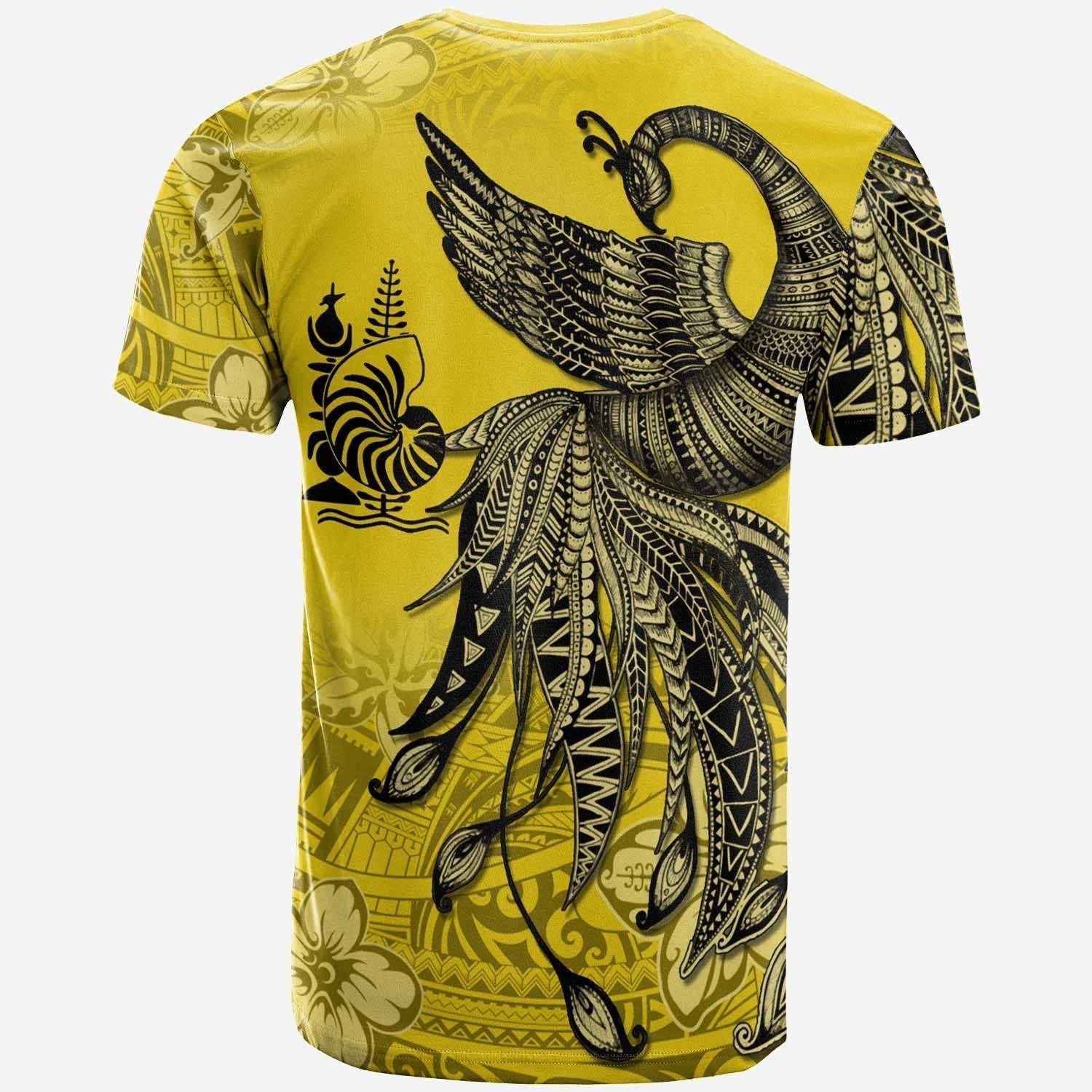 New Caledonia T shirt - Polynesian Phoenix Bird, Fairytales Bird Yellow - Vibe Hoodie Shop