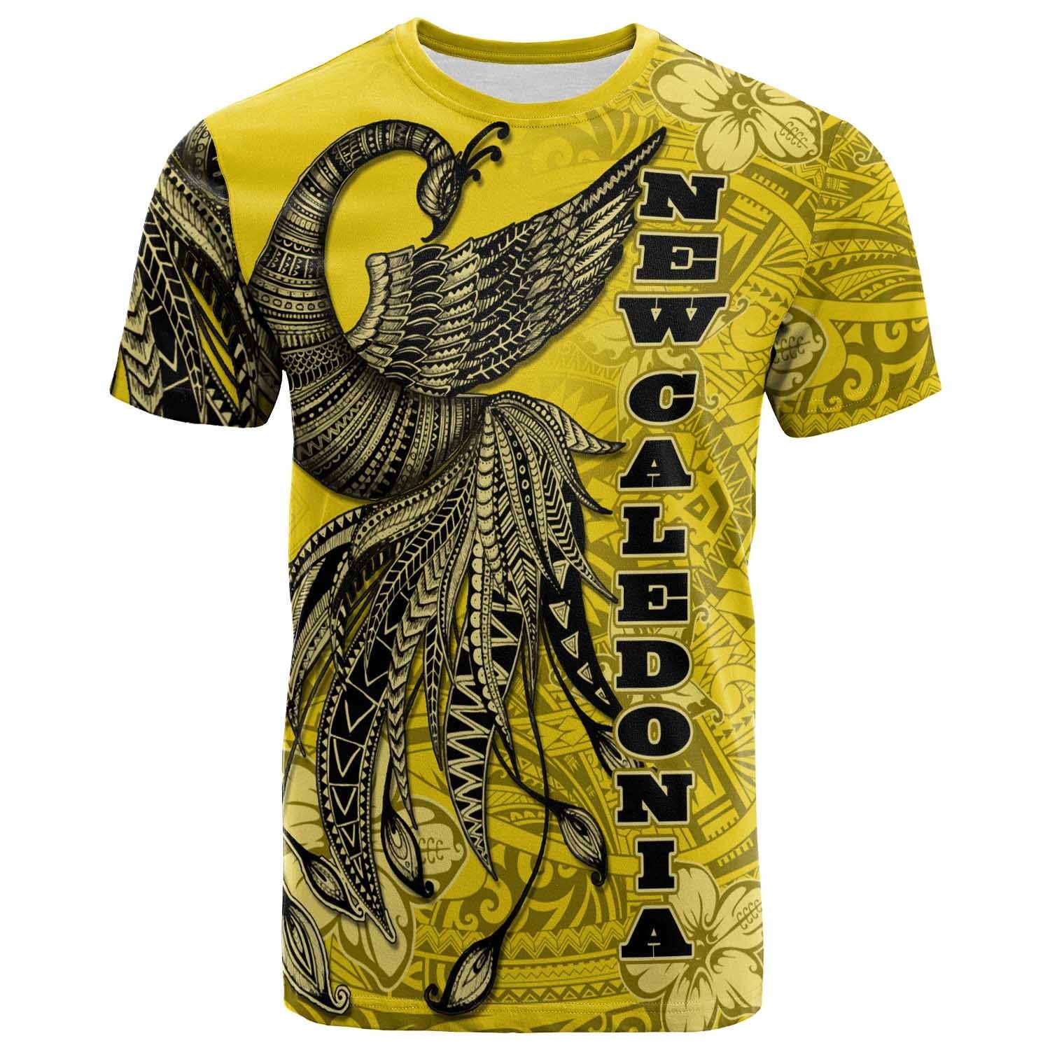 New Caledonia T shirt - Polynesian Phoenix Bird, Fairytales Bird Yellow - Vibe Hoodie Shop