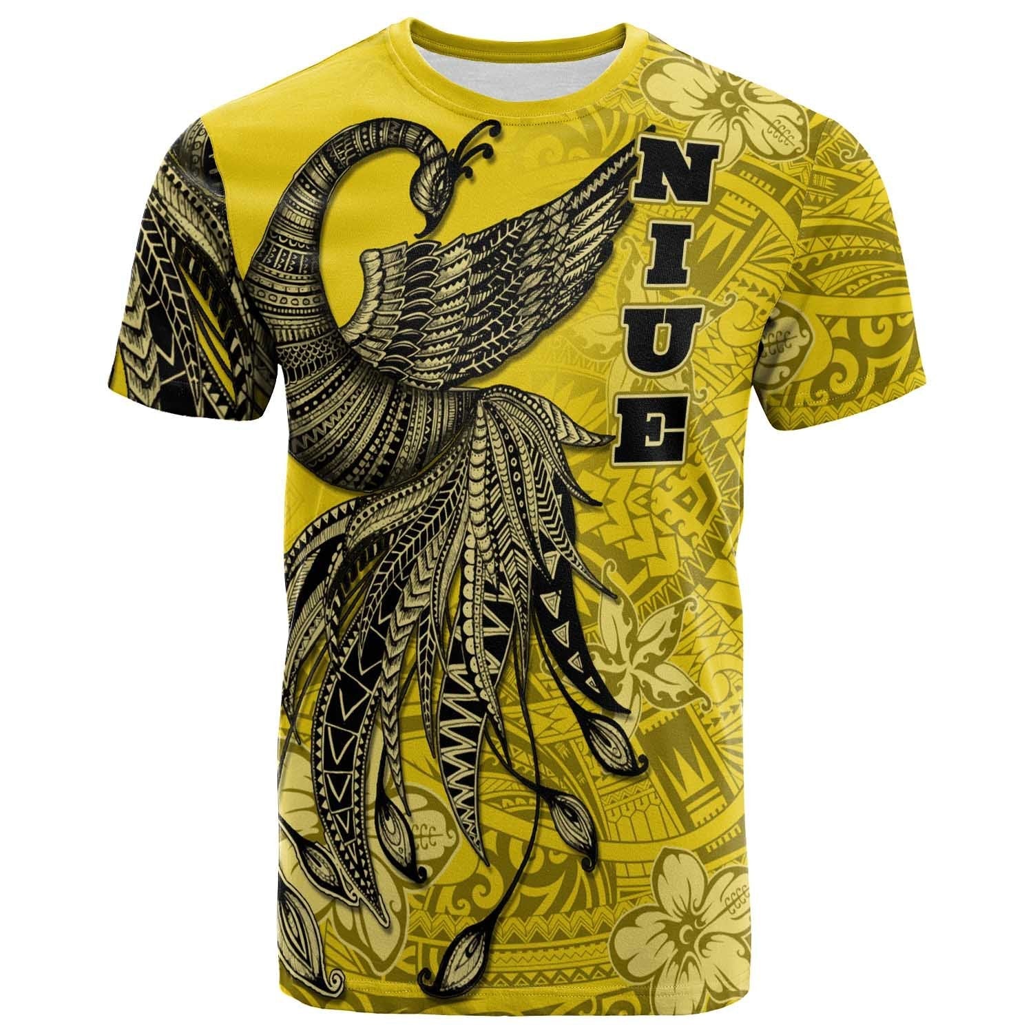 Niue T shirt - Polynesian Phoenix Bird, Fairytales Bird Yellow - Vibe Hoodie Shop