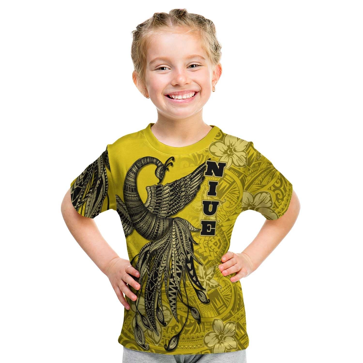 Niue T shirt - Polynesian Phoenix Bird, Fairytales Bird Yellow - Vibe Hoodie Shop