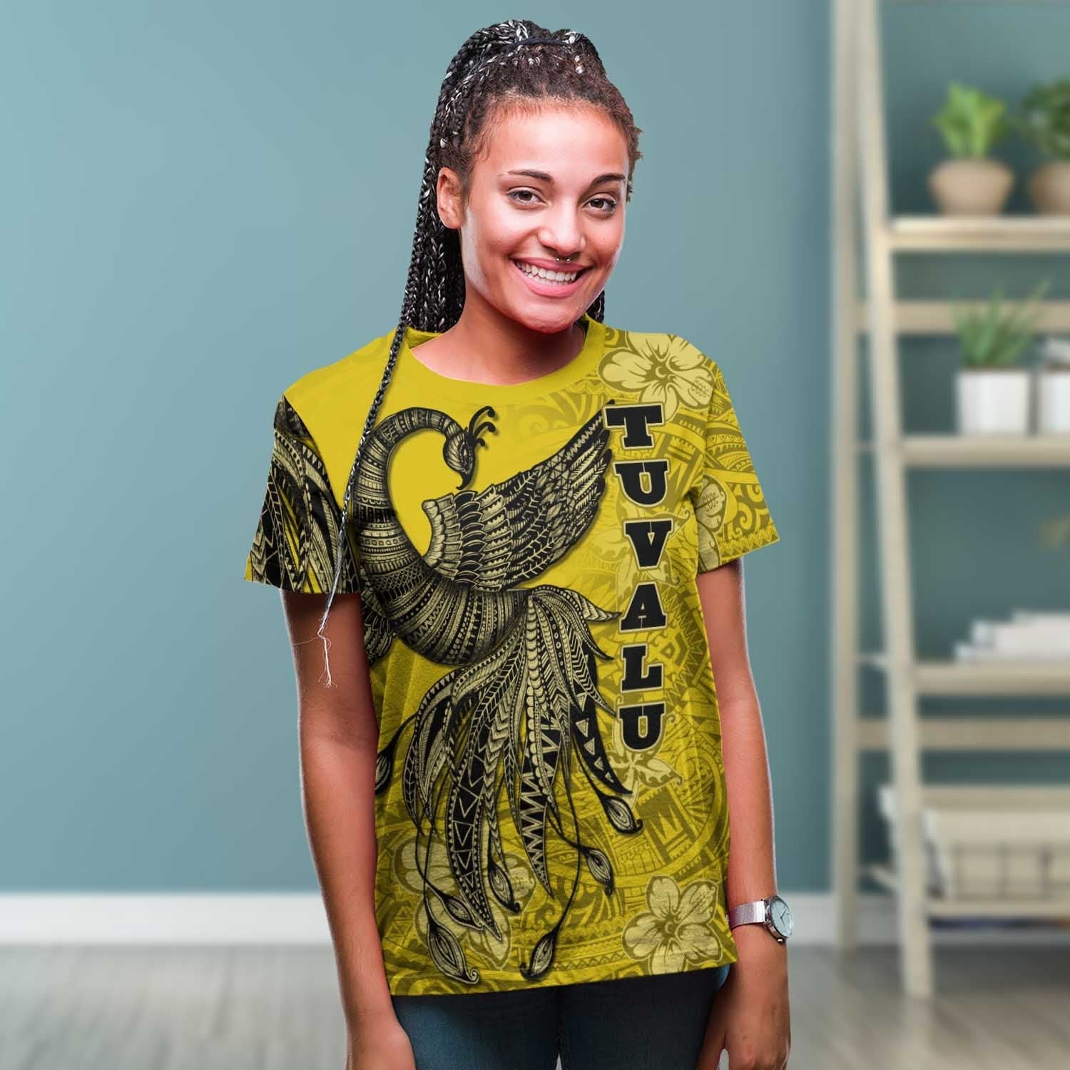Tuvalu T shirt - Polynesian Phoenix Bird, Fairytales Bird Yellow - Vibe Hoodie Shop