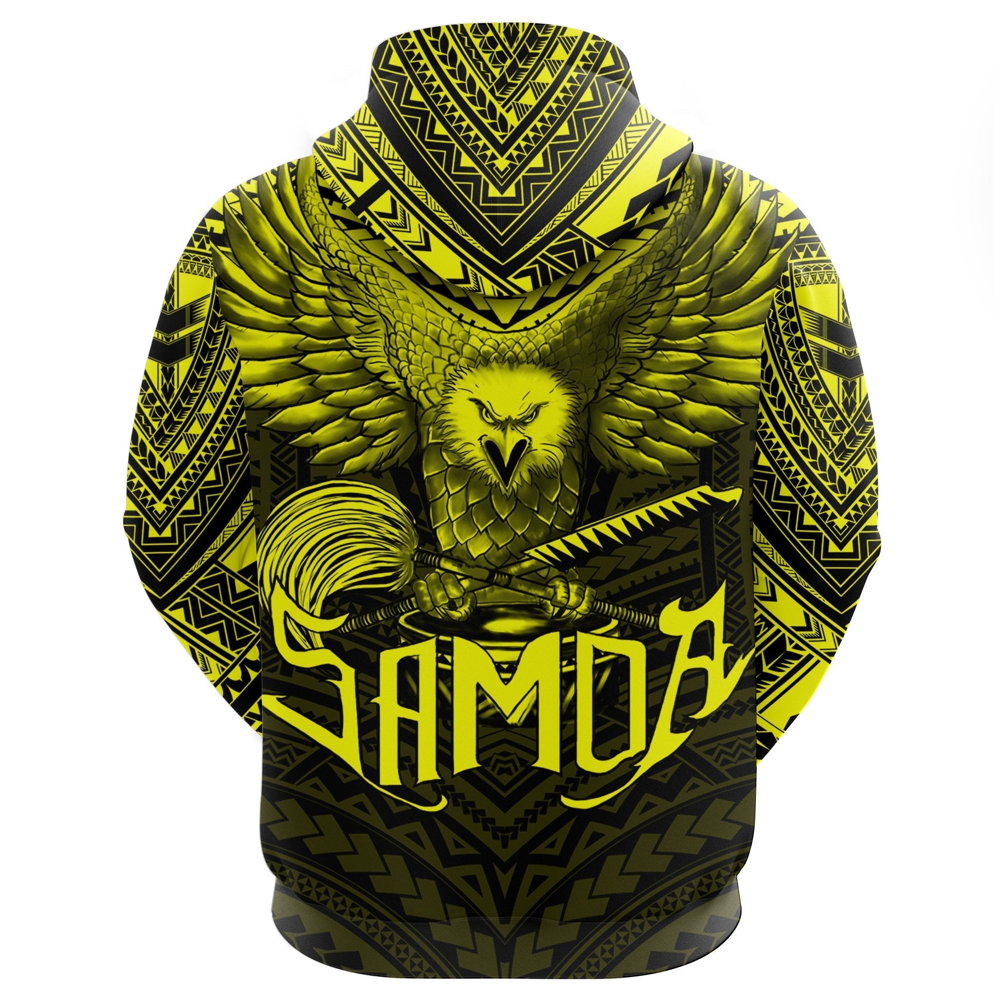 American Samoa Hoodie Eagle Tattoo Style Yellow - Vibe Hoodie Shop