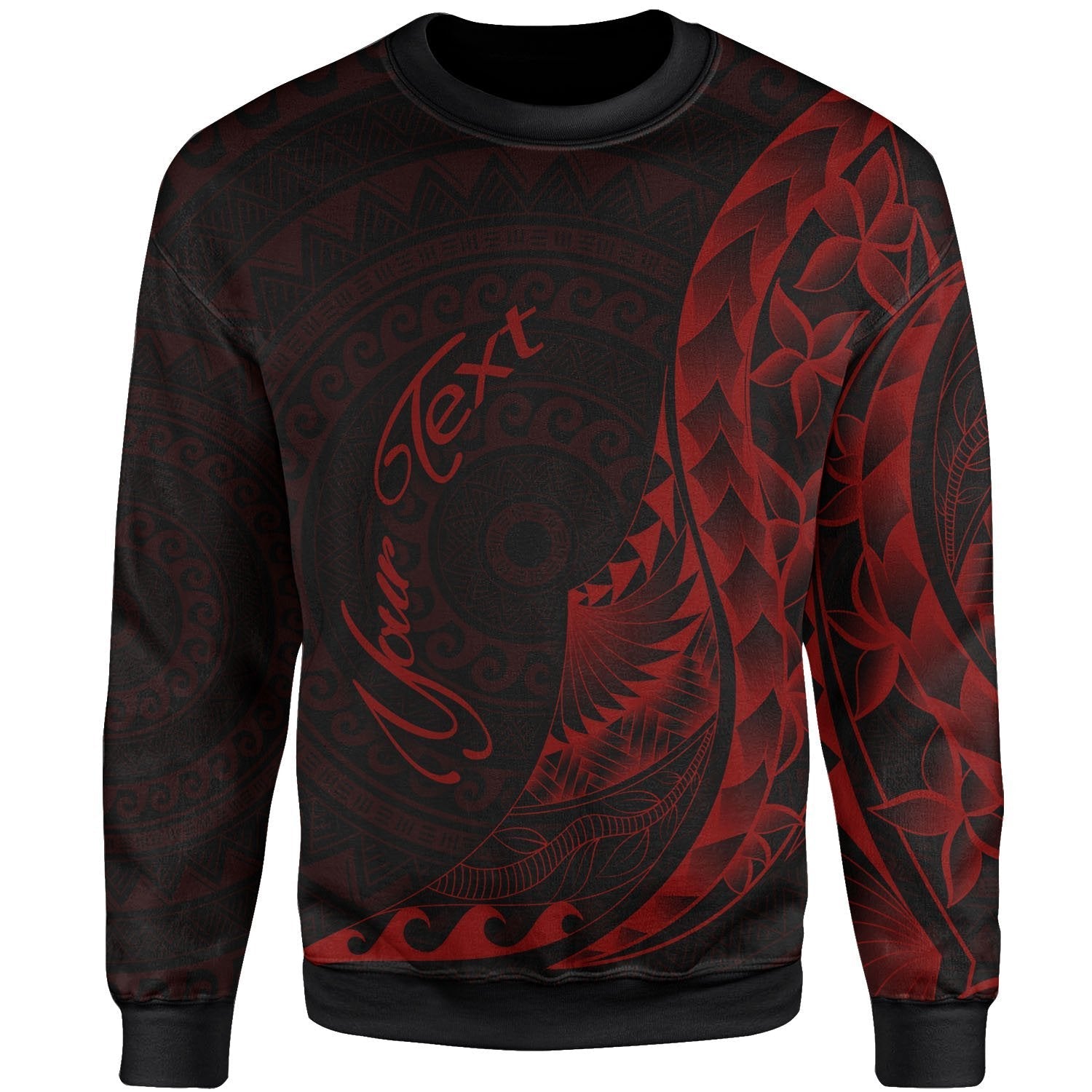 Tuvalu Sweatshirt - Custom Personalised Polynesian Pattern Style Red Color - Vibe Hoodie Shop