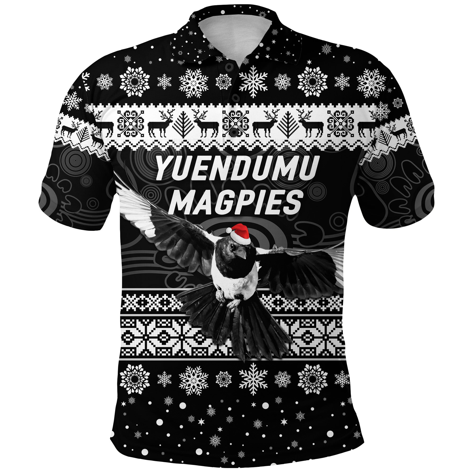 Yuendumu Magpies Football Club Polo Shirt Christmas Simple Style - Black - Vibe Hoodie Shop