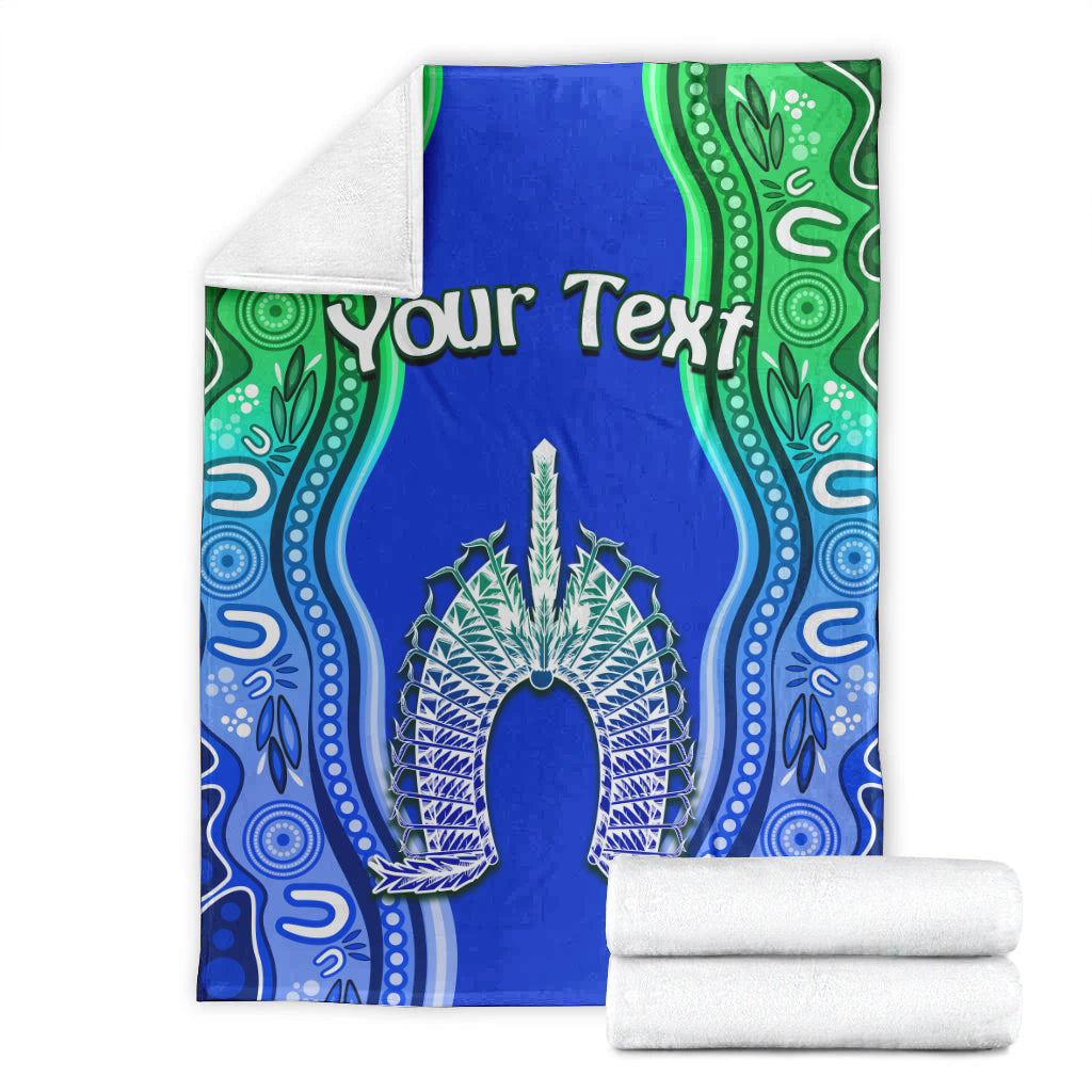 (Custom Personalised) Torres Strait Islands Premium Blanket The Dhari Mix Aboriginal Turtle Version Blue 02 - Vibe Hoodie Shop