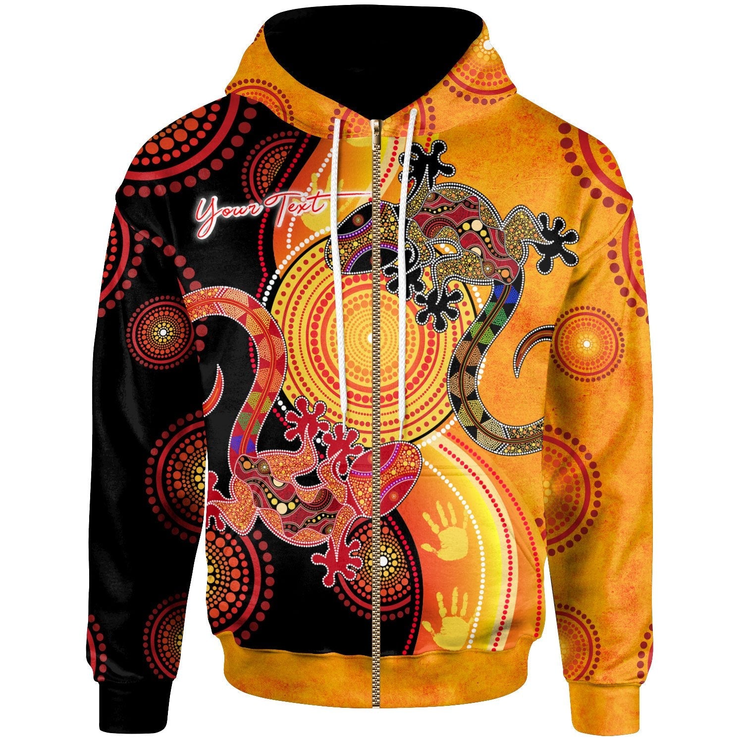 Aboriginal Personalised Zip - Up Hoodie - Couple Aboriginal Lizards - Vibe Hoodie Shop