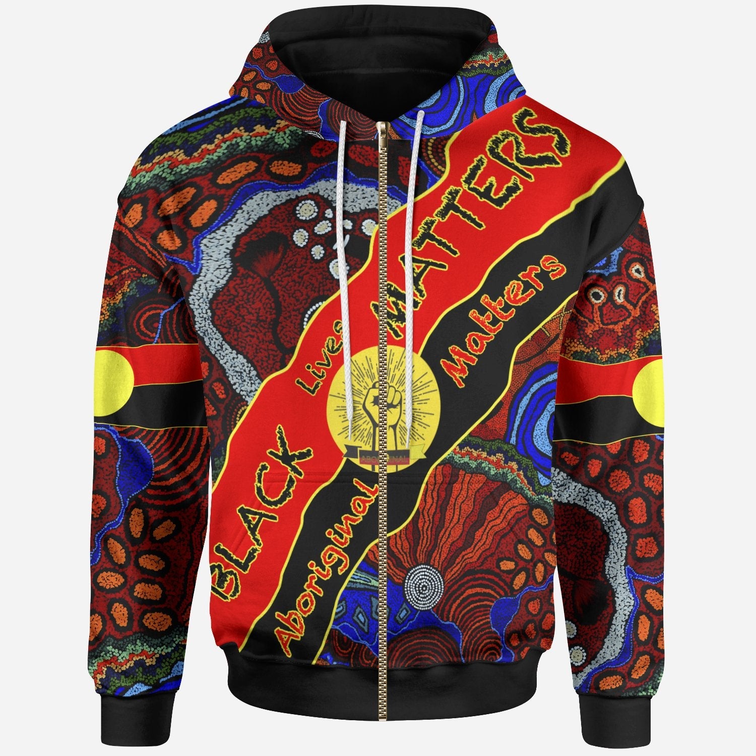 Aboriginal Zip - Up Hoodie - Black Lives Matter - Vibe Hoodie Shop