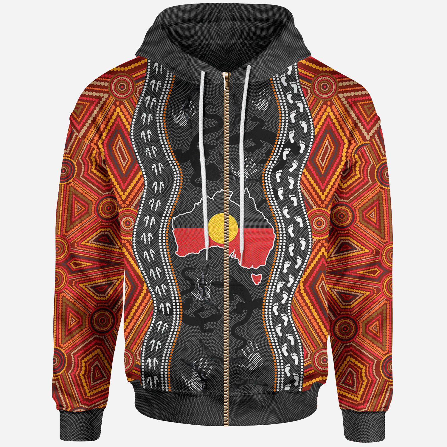 Aboriginal Zip - Up Hoodie - Australia Indigenous Map - Vibe Hoodie Shop