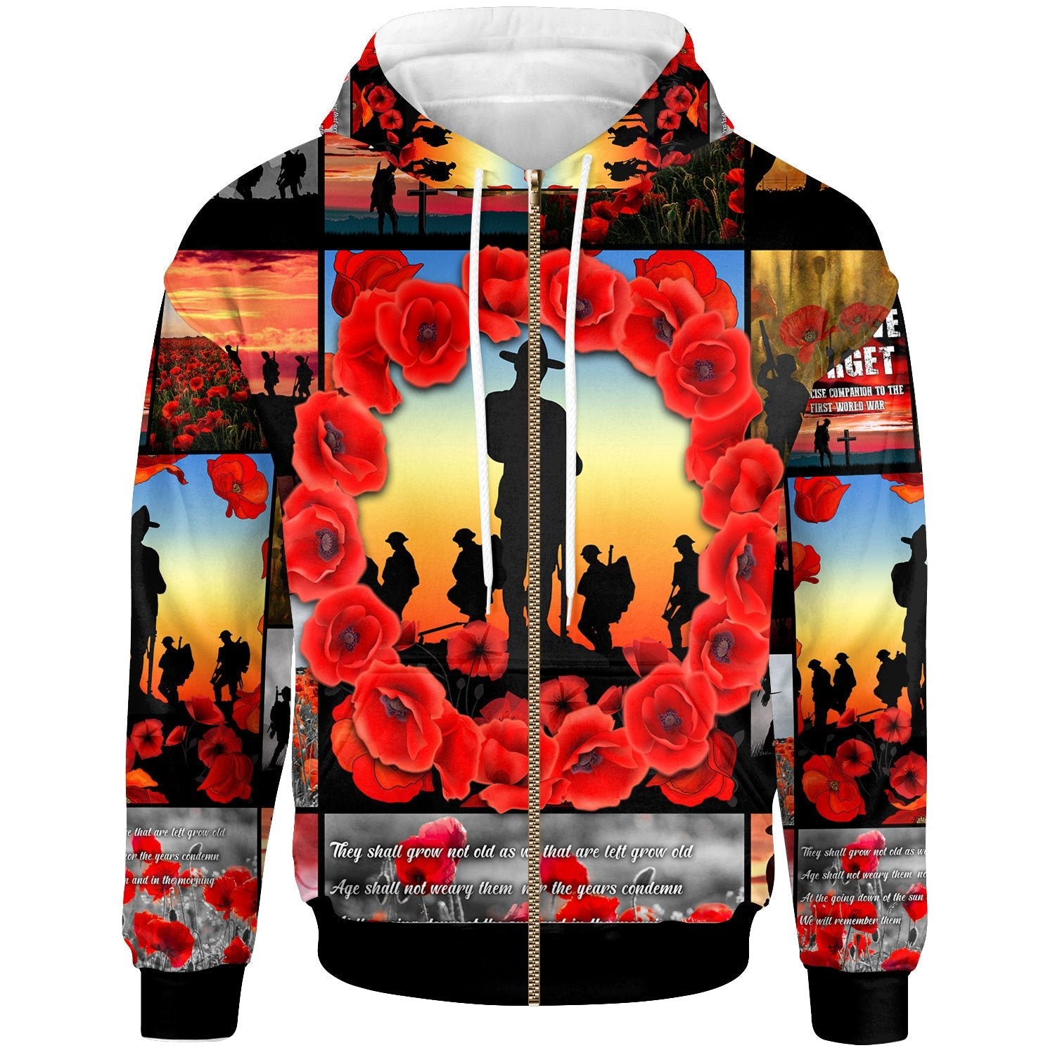 ANZAC Zip - Up Hoodie - Always Remember Australia's Soldiers - Vibe Hoodie Shop