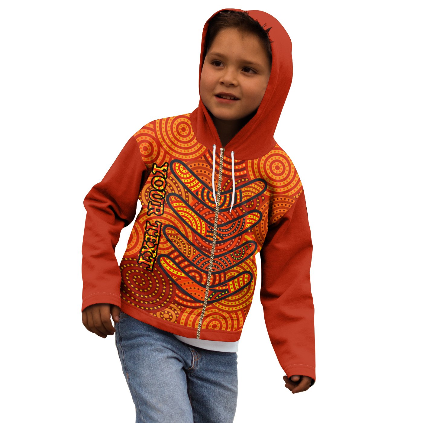 Aboriginal Personalised Zip - Up Hoodie - Aboriginal Boomerangs And Dot Circle - Vibe Hoodie Shop