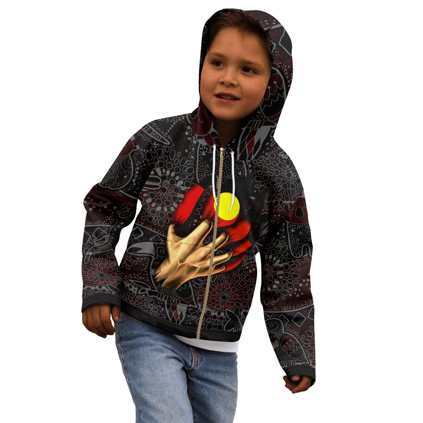 Aboriginal Zip - Up Hooaie Kids - Aboriginal Blood In Me - Vibe Hoodie Shop