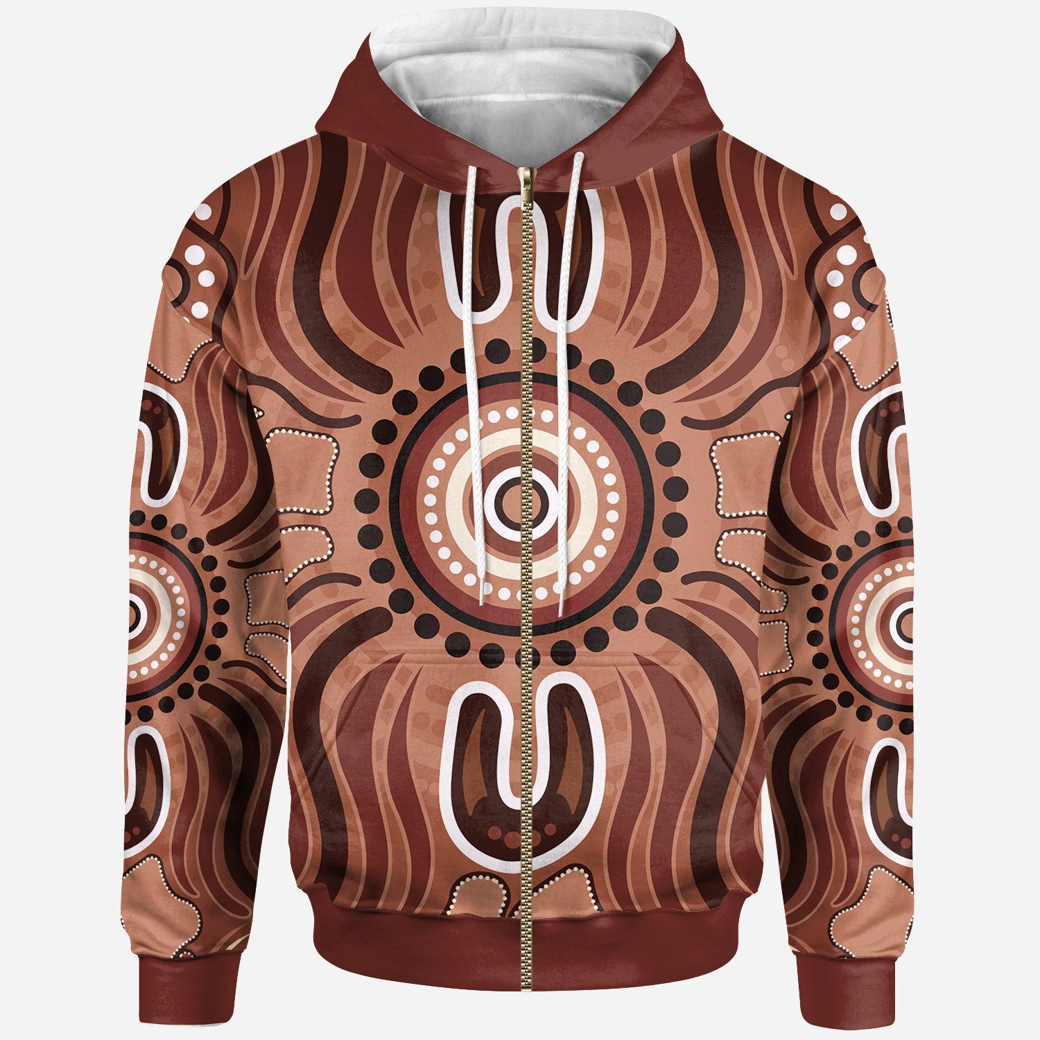 Aboriginal Zip - Up Hoodie - Indigenous Art Patterns Ver02 - Vibe Hoodie Shop