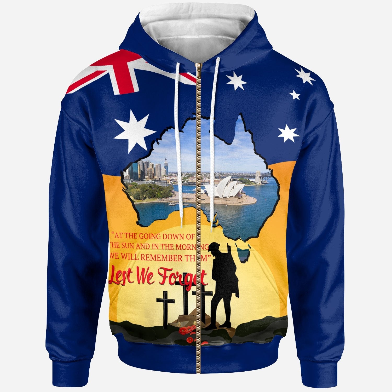 ANZAC Day Zip - Up Hoodie - Today's Peace Is Yesterday's Sacrifice - Vibe Hoodie Shop