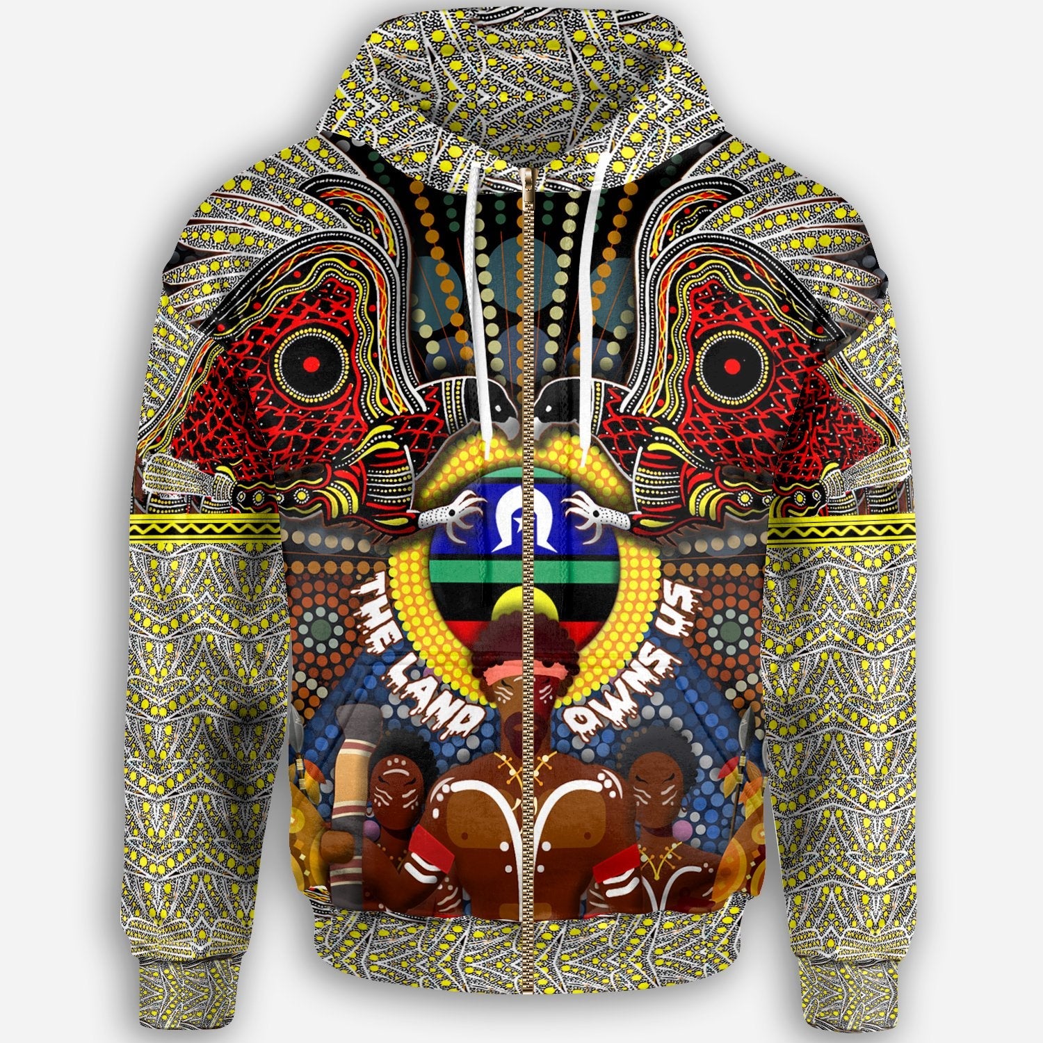 The Land Owns Us Aboriginal Zip - Up Hoodie - Vibe Hoodie Shop