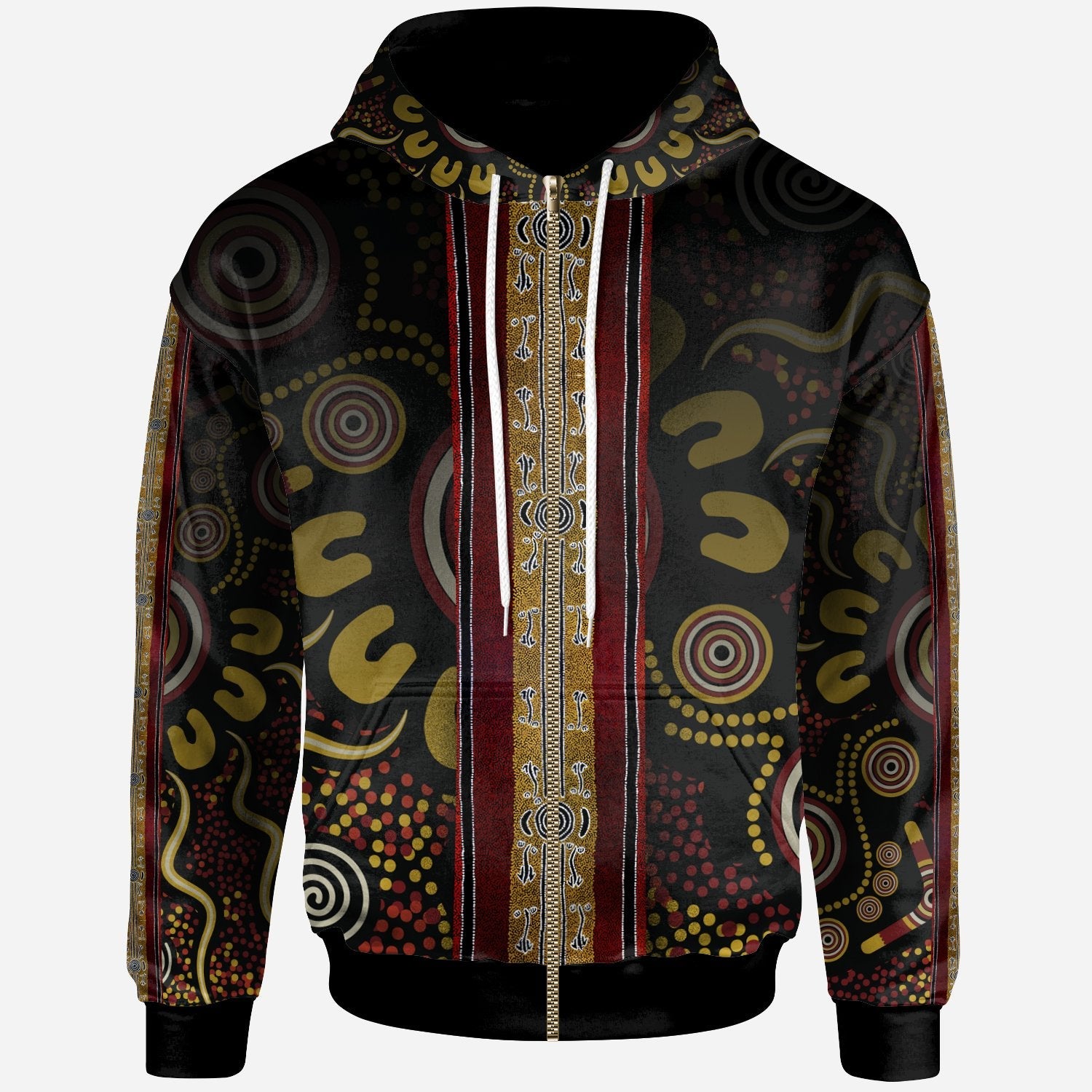 Zio Hoodie - Aboriginal Dot Panting Art Stripe Lines - Vibe Hoodie Shop